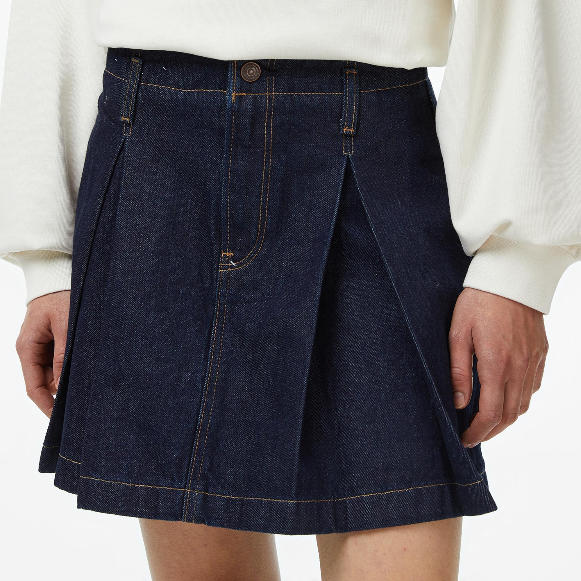 Calvin Klein Pleated Denim Classic Kadın Lacivert Etek