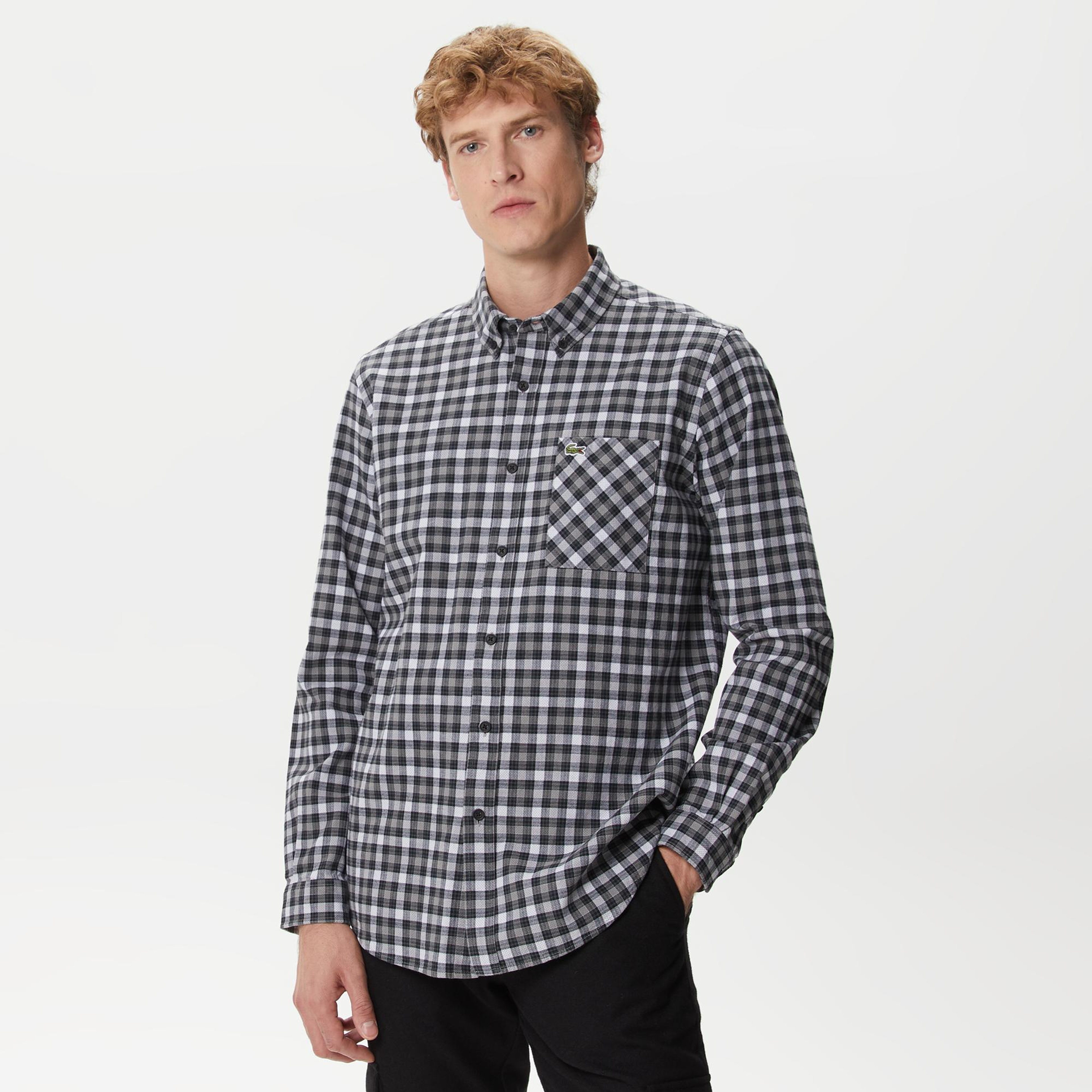 Lacoste Erkek Regular Fit Ekose Siyah Gömlek