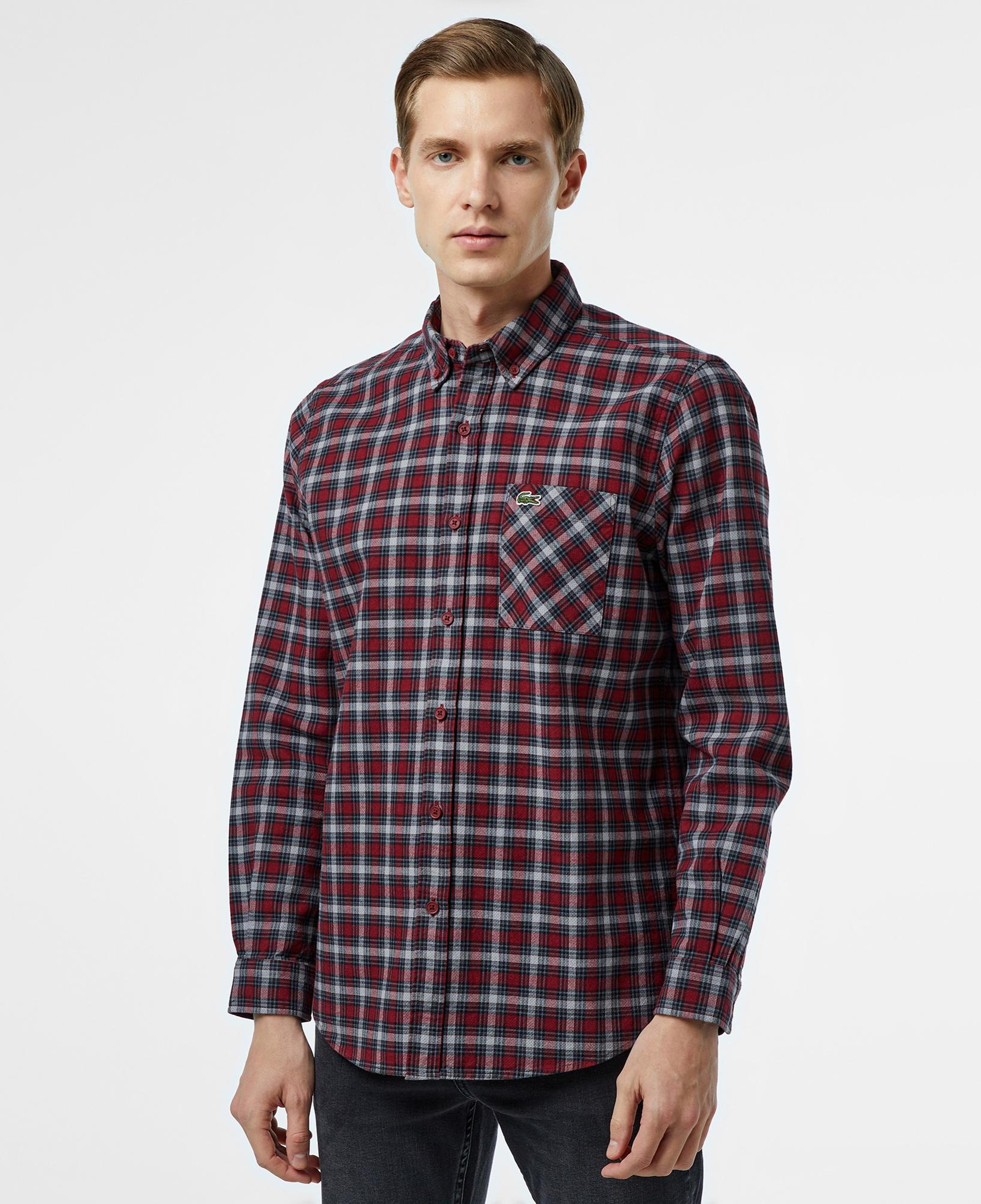 Lacoste Erkek Regular Fit Ekose Bordo Gömlek