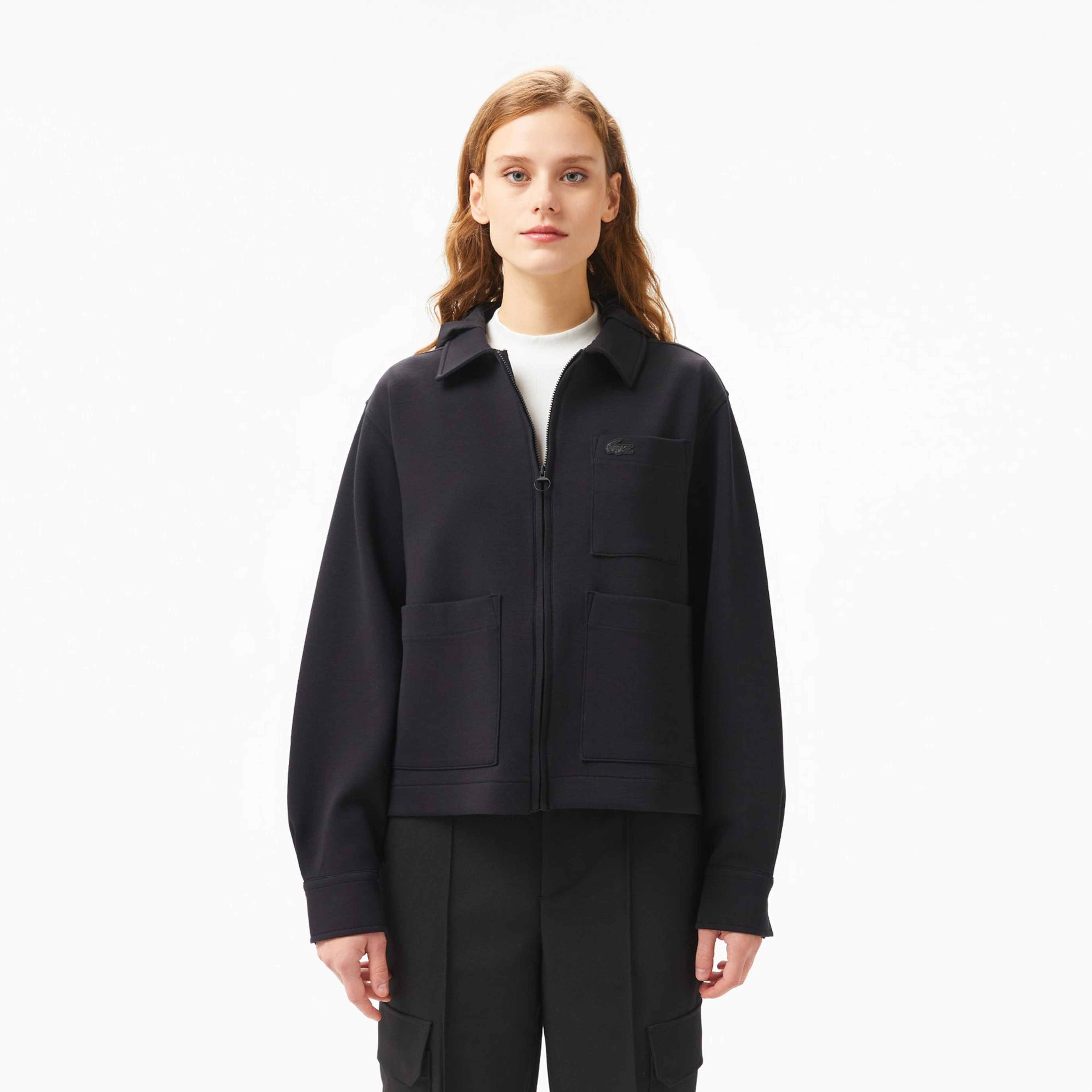 Lacoste Kadın Relaxed Fit Kapüşonlu Beyaz Ceket