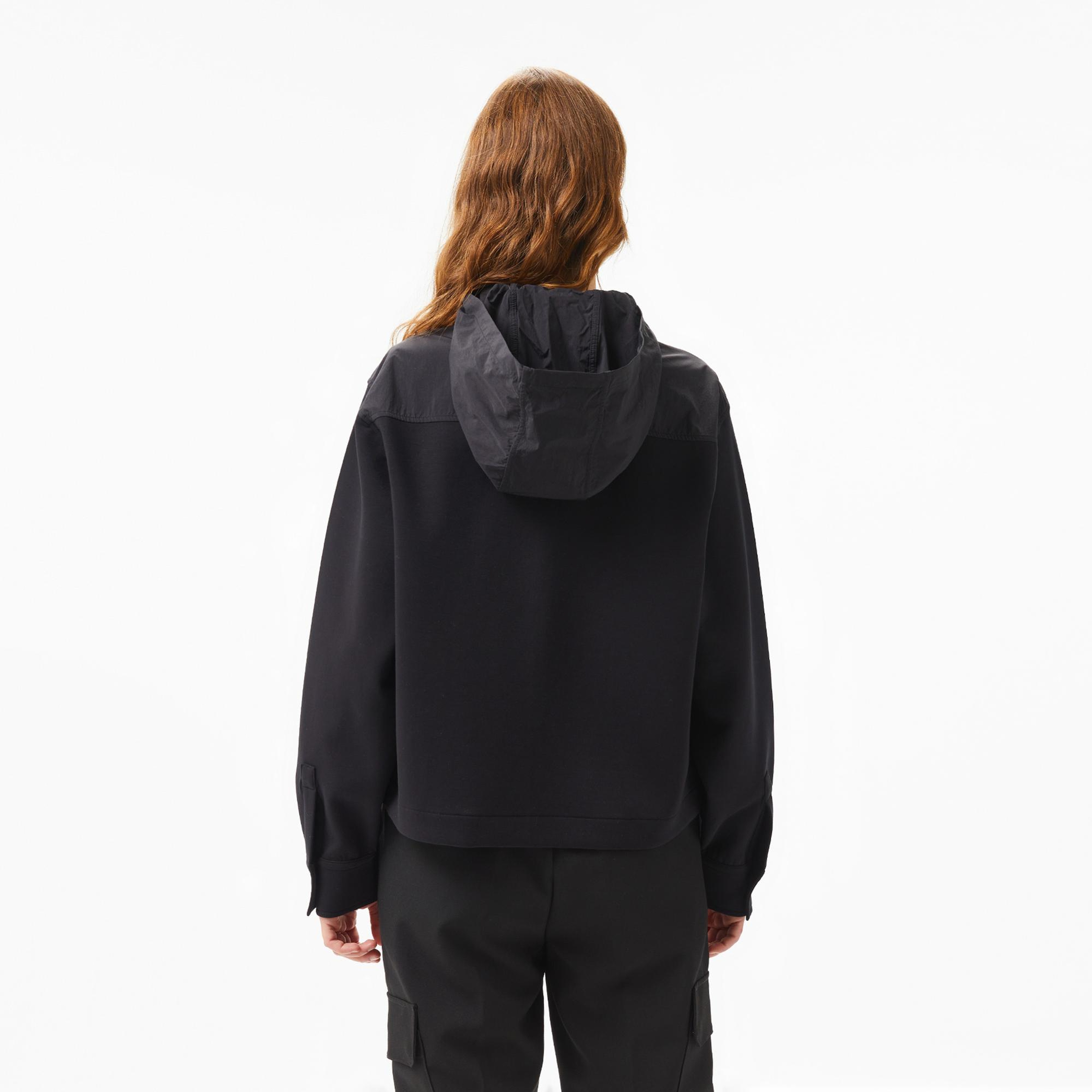 Lacoste Kadın Relaxed Fit Kapüşonlu Beyaz Ceket