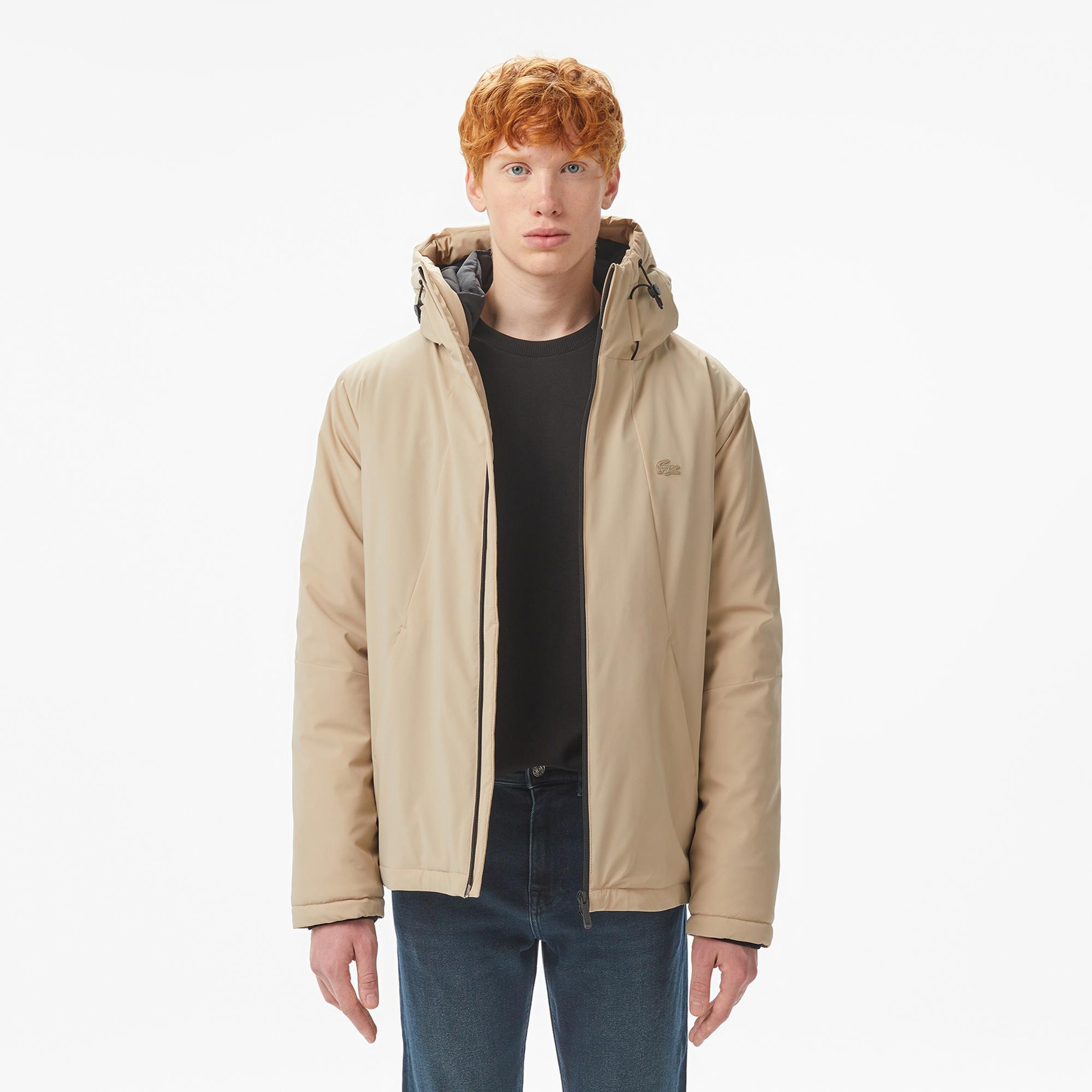 Lacoste Erkek Kapüşonlu Bej Mont