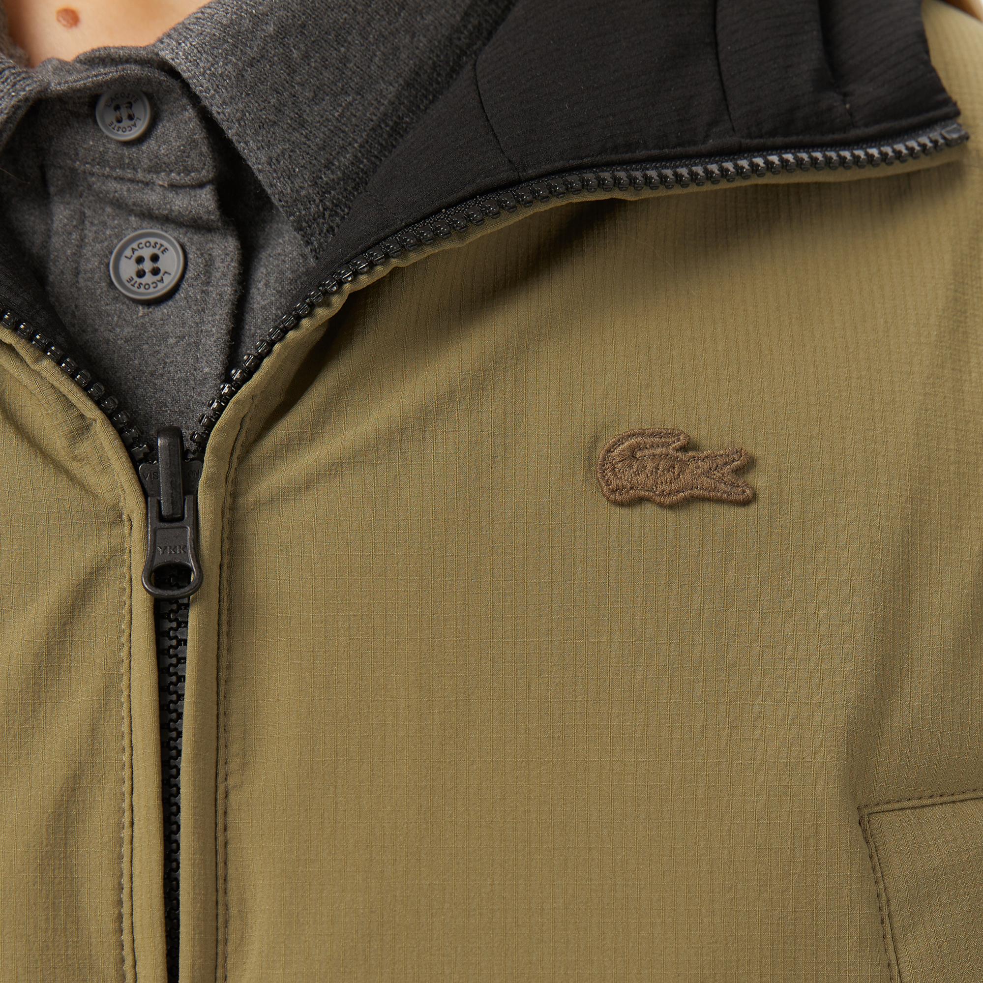 Lacoste Kadın Kapüşonlu Çift Taraflı Siyah Mont