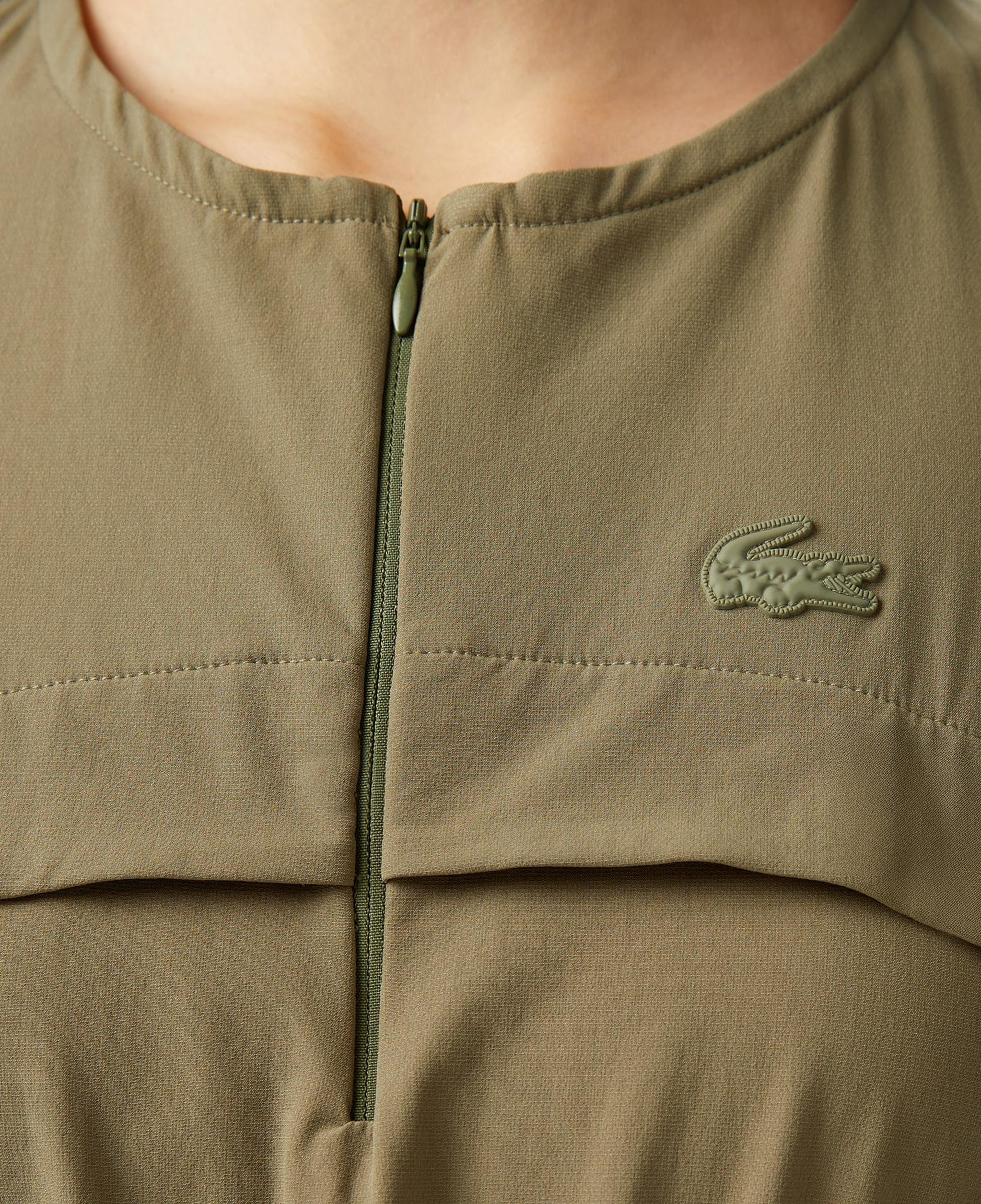 Lacoste Kadın Flare Fit Kolsuz Bisiklet Yaka Haki Elbise