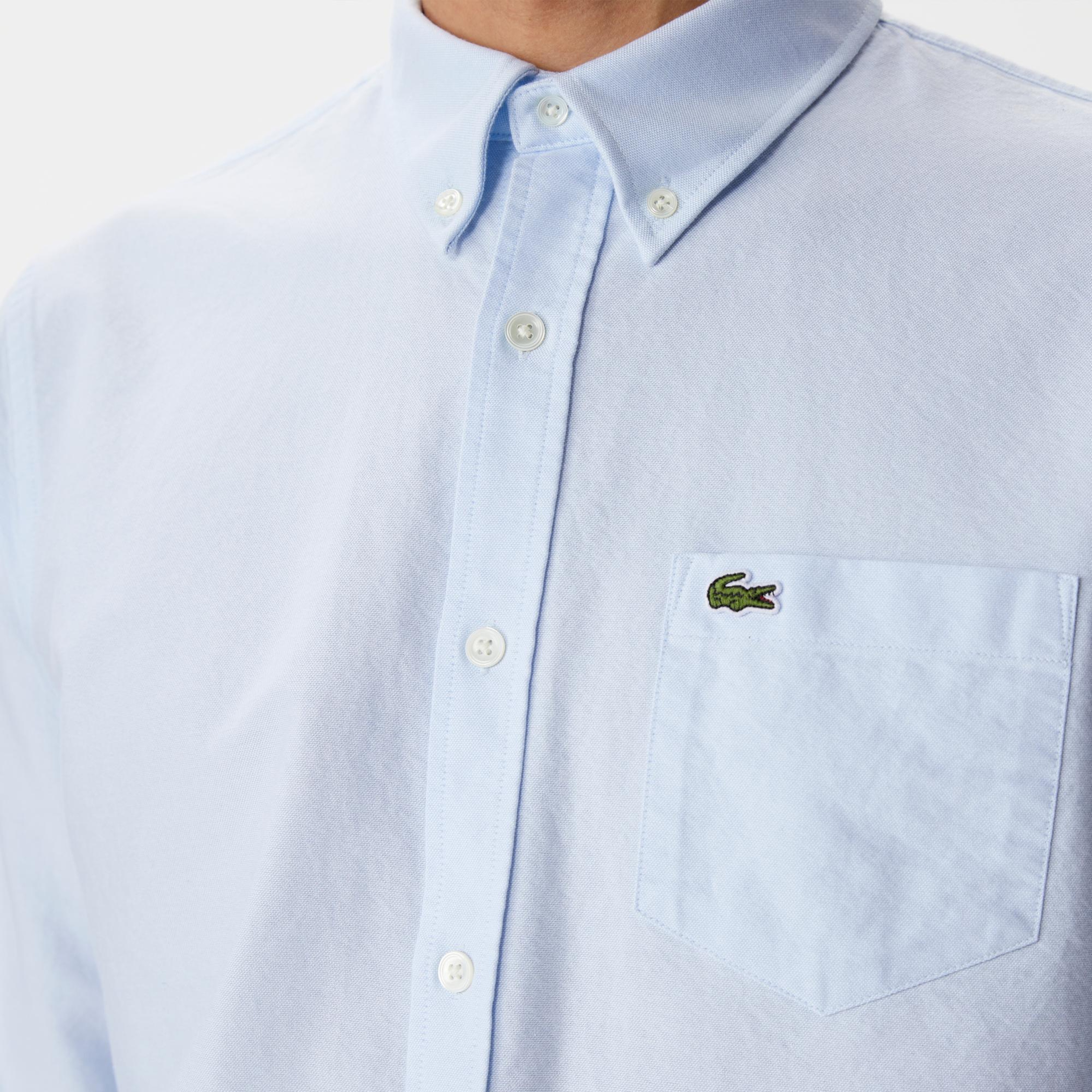 Lacoste Erkek Regular Fit Düğmeli Yaka Mavi Gömlek