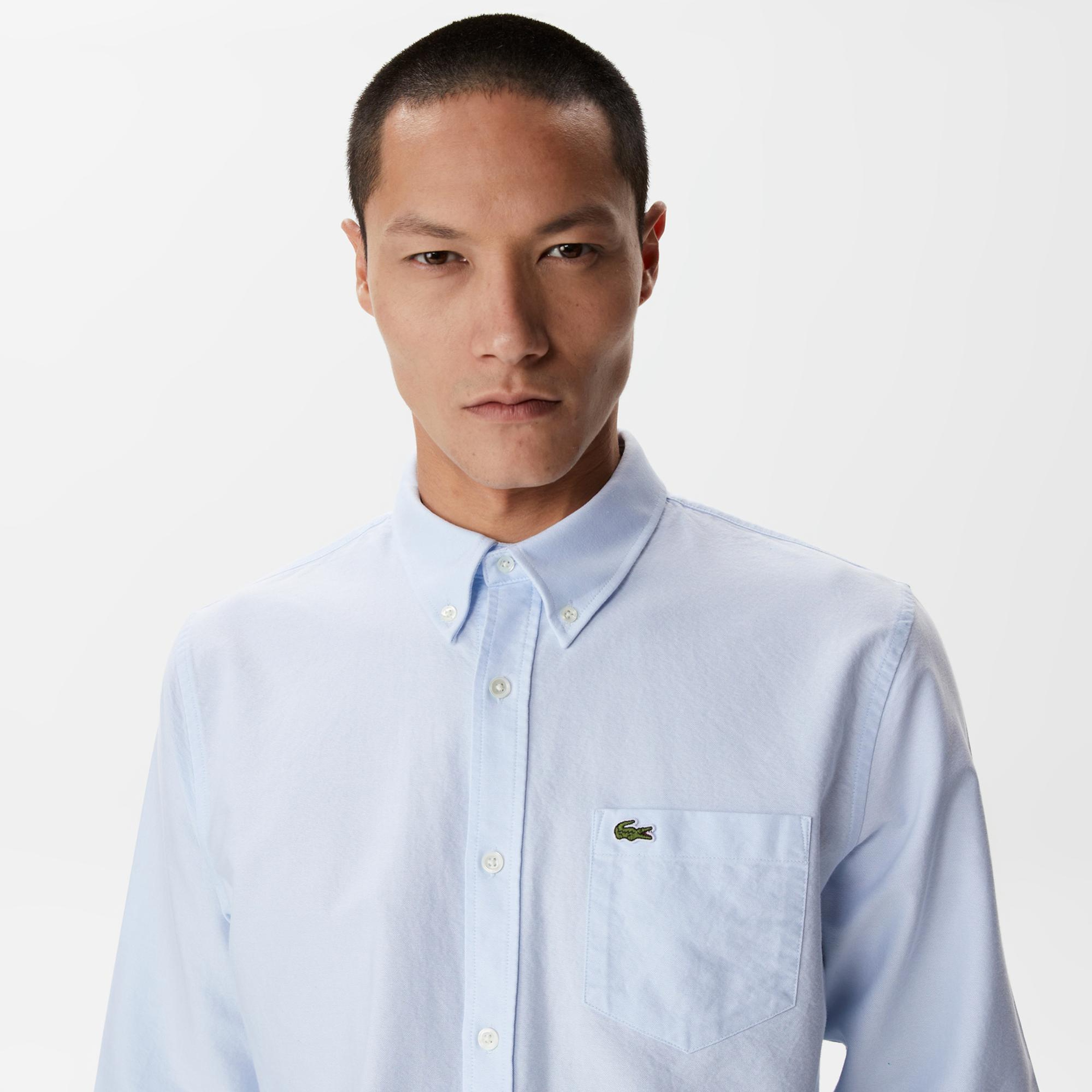 Lacoste Erkek Regular Fit Düğmeli Yaka Mavi Gömlek