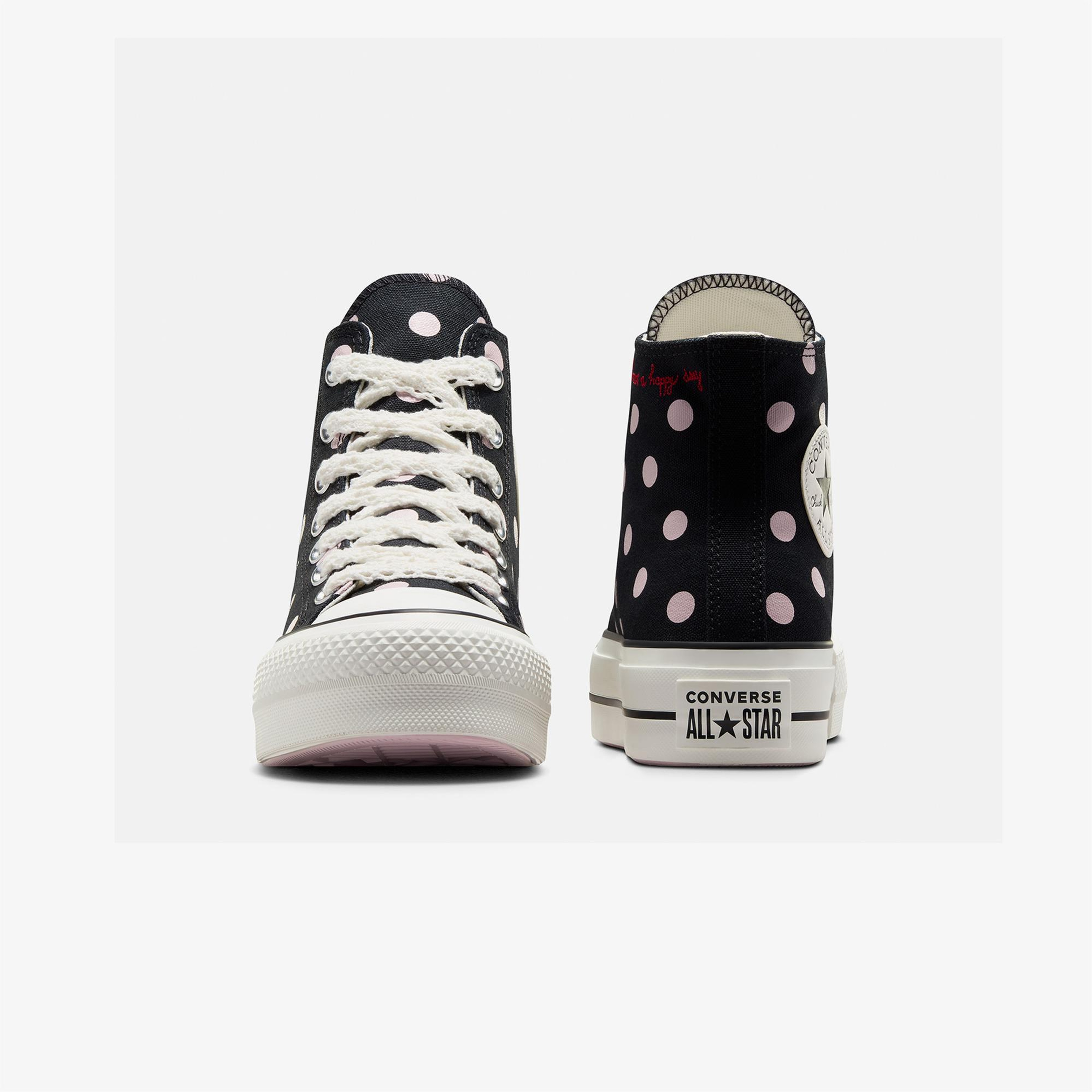 Converse Chuck Taylor All Star Lift Polka Dots Kadın Siyah Platform Sneaker