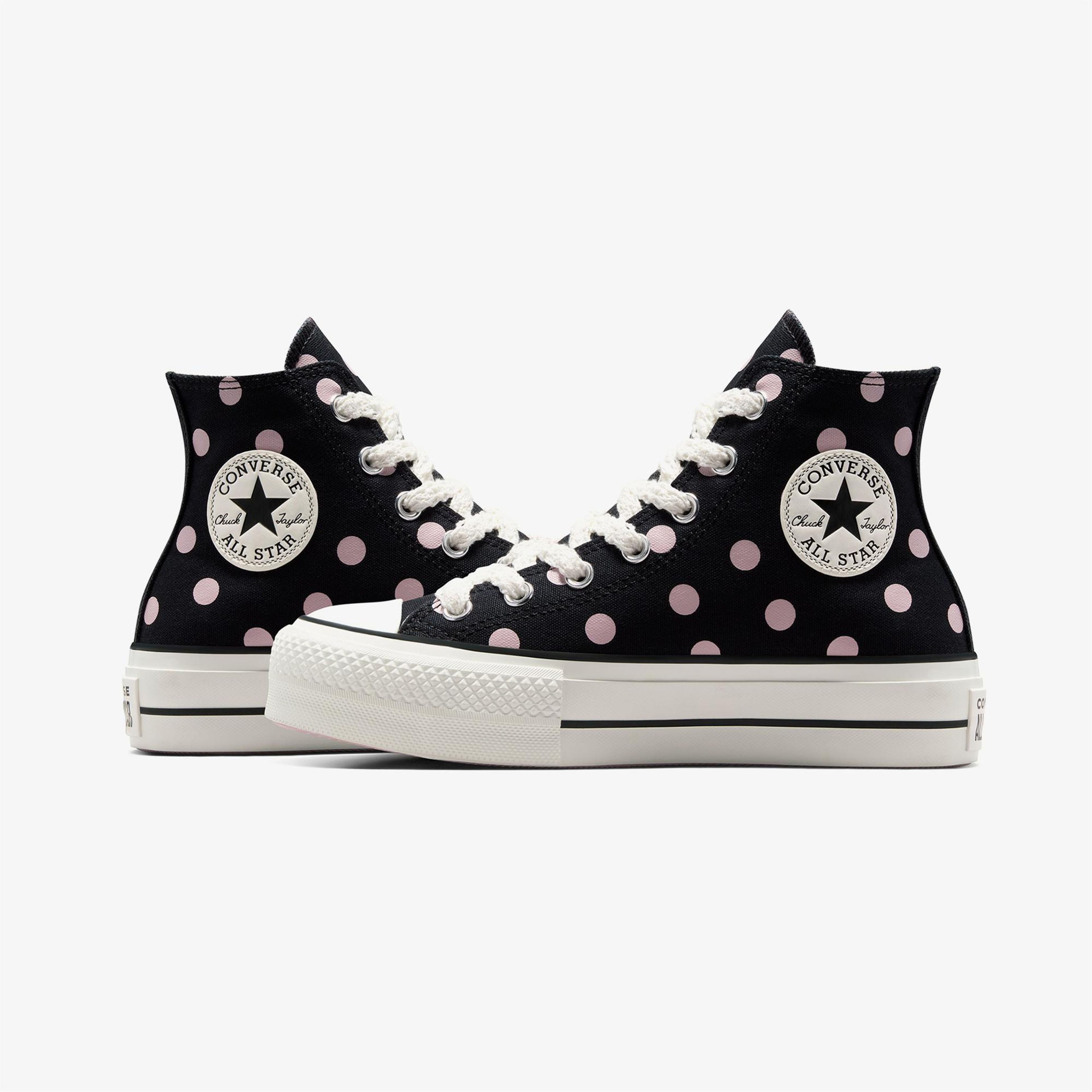 Converse Chuck Taylor All Star Lift Polka Dots Kadın Siyah Platform Sneaker