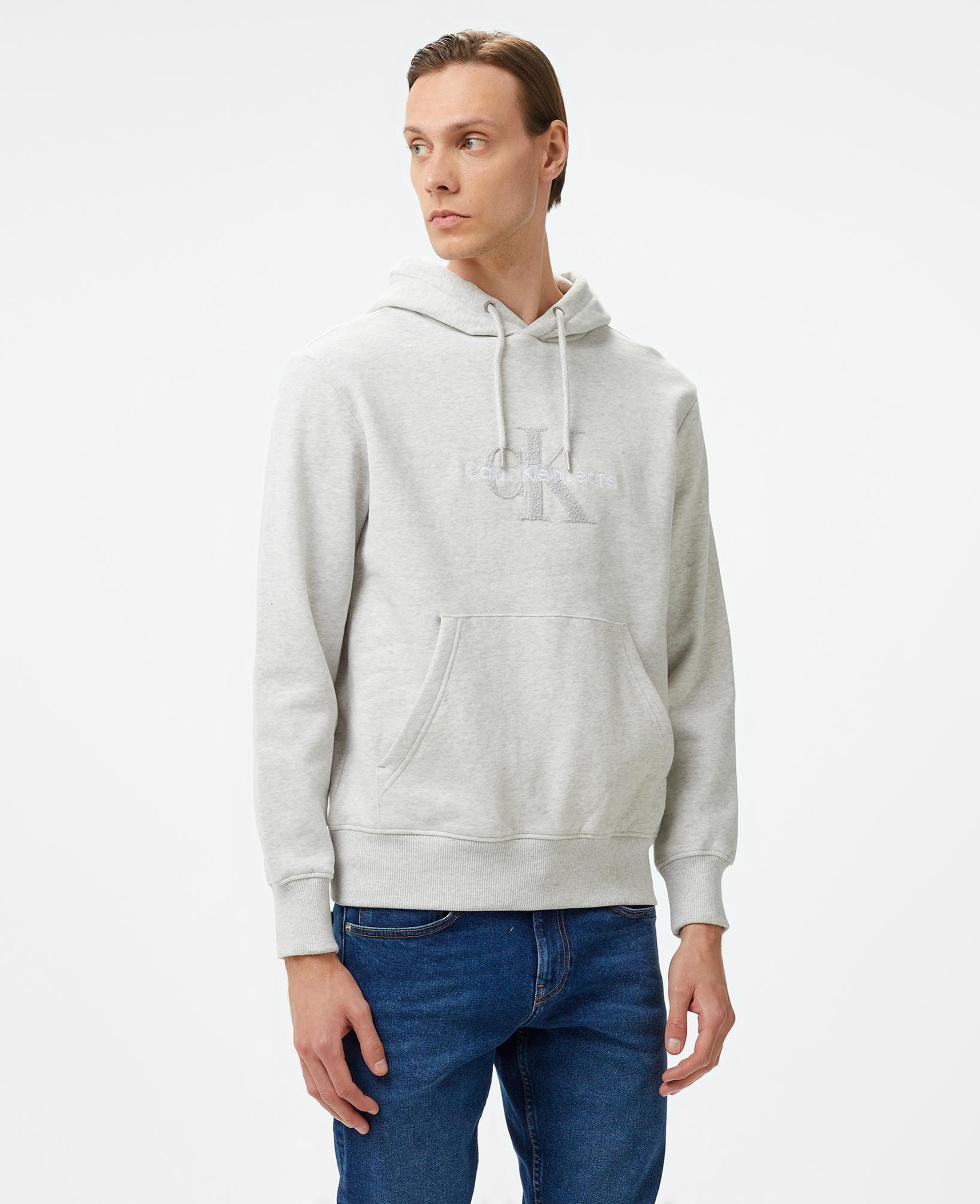 Calvin Klein Jeans Chenılle Monologo Erkek Gri Hoodie