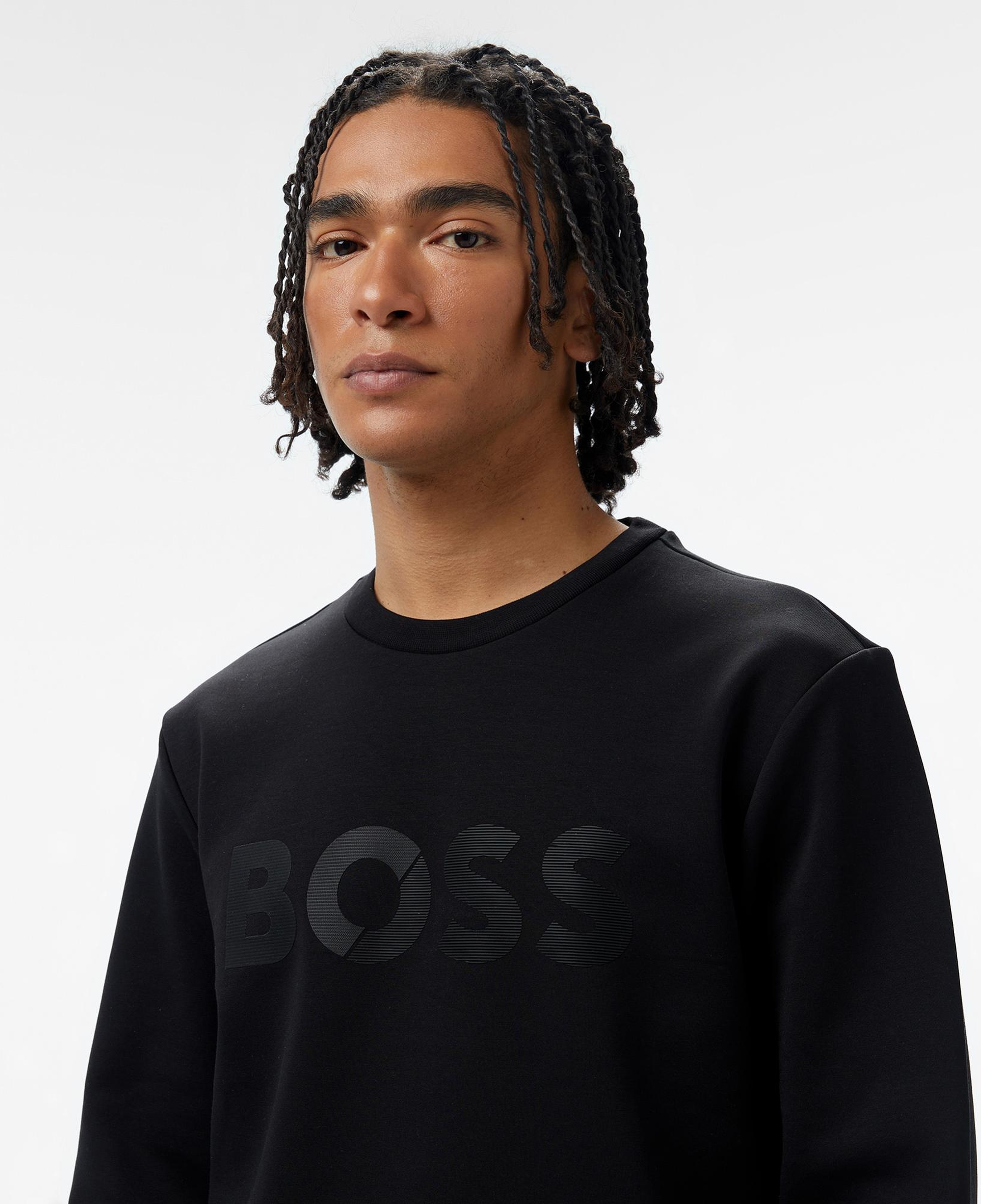 Boss Salbo Tape Logo Erkek Siyah Sweatshirt