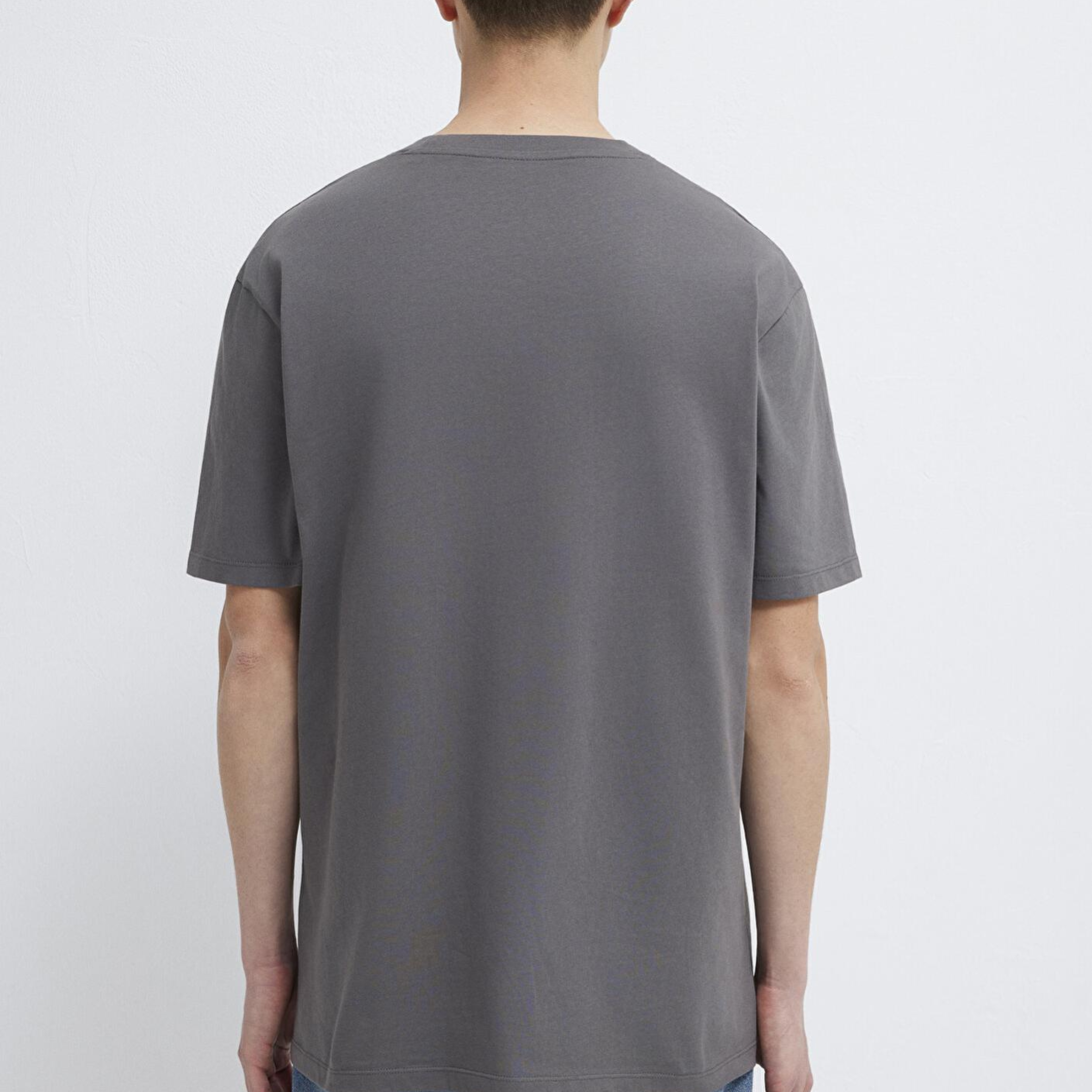 Mavi Antrasit Basic Tişört Loose Fit / Bol Rahat Kesim 066249-86569