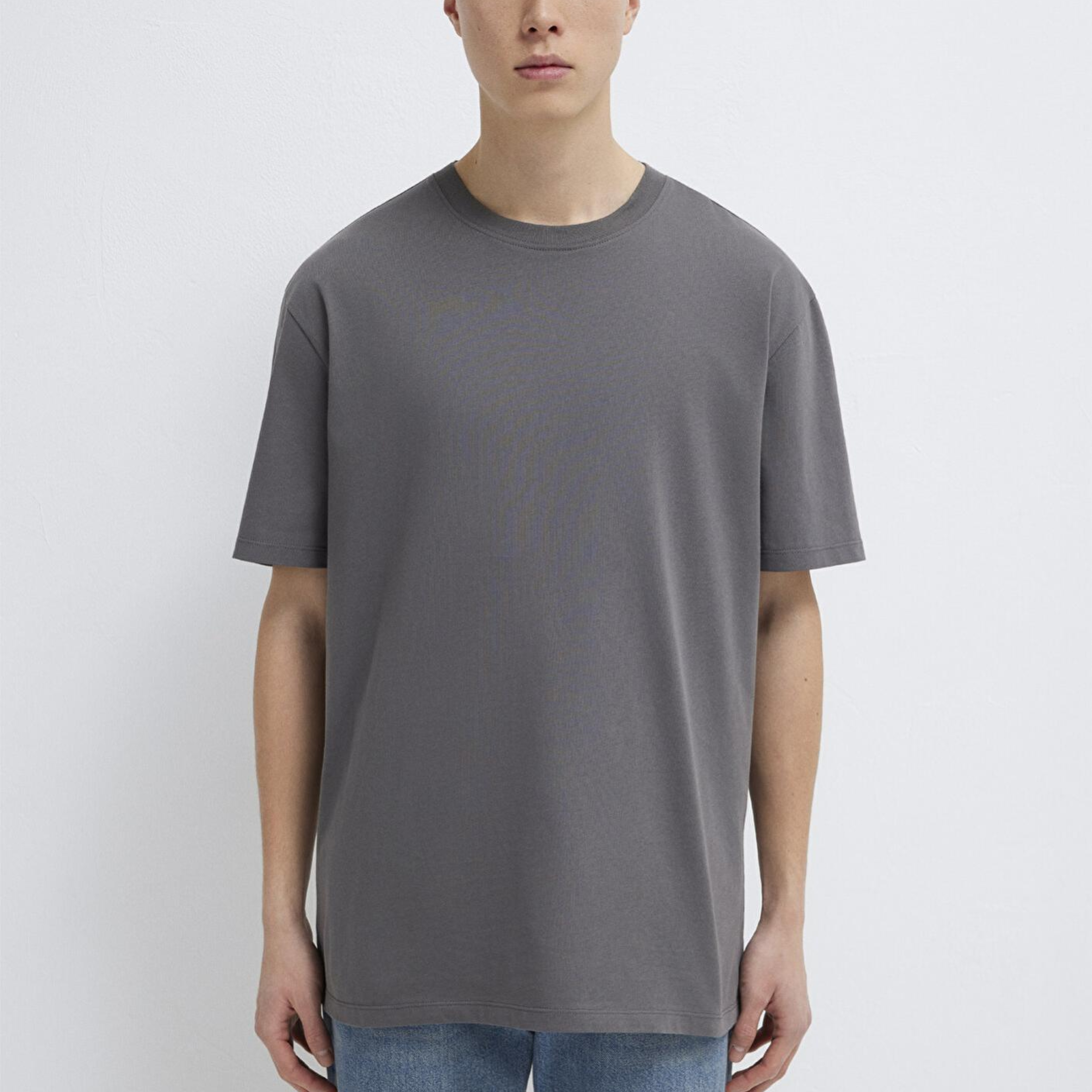 Mavi Antrasit Basic Tişört Loose Fit / Bol Rahat Kesim 066249-86569