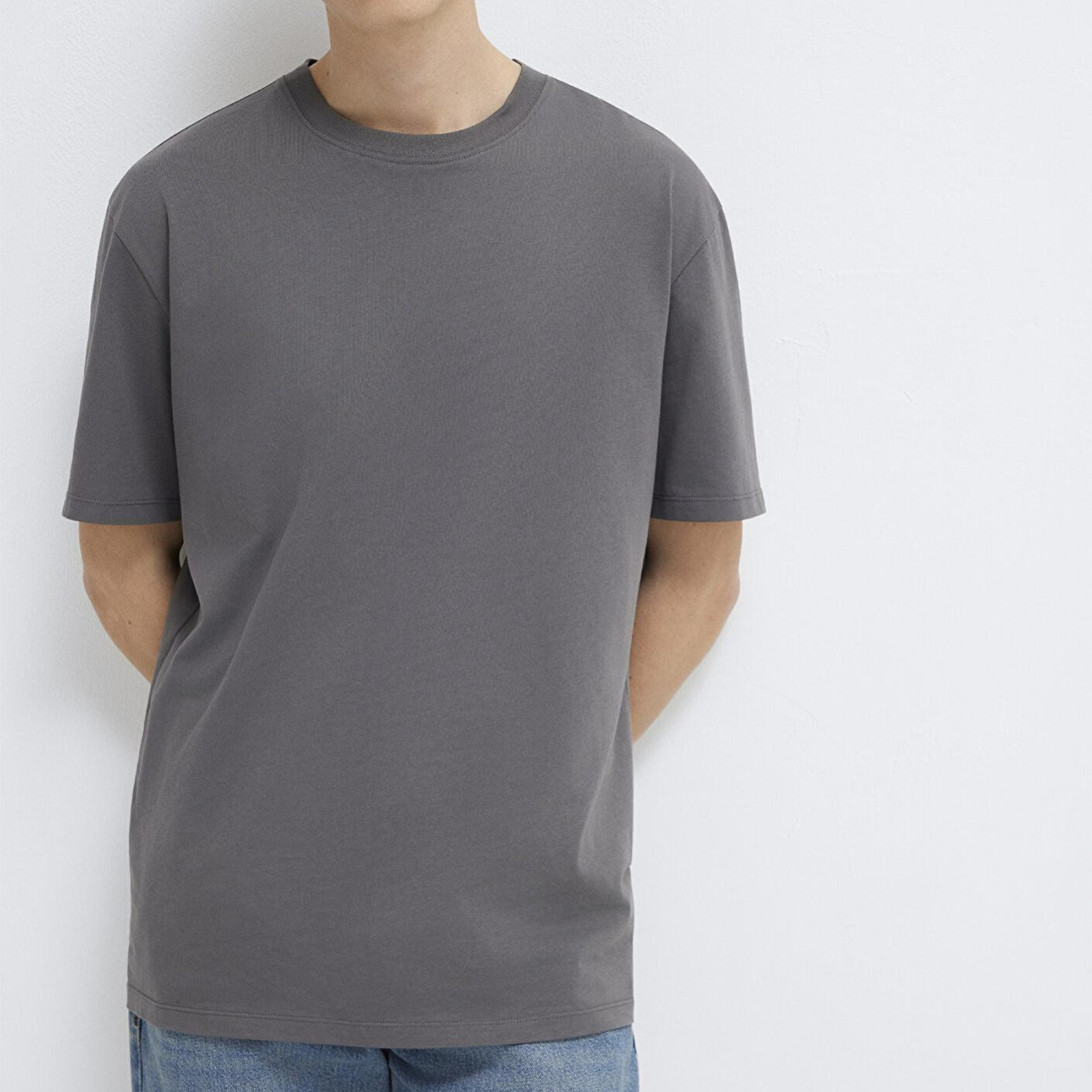 Mavi Antrasit Basic Tişört Loose Fit / Bol Rahat Kesim 066249-86569