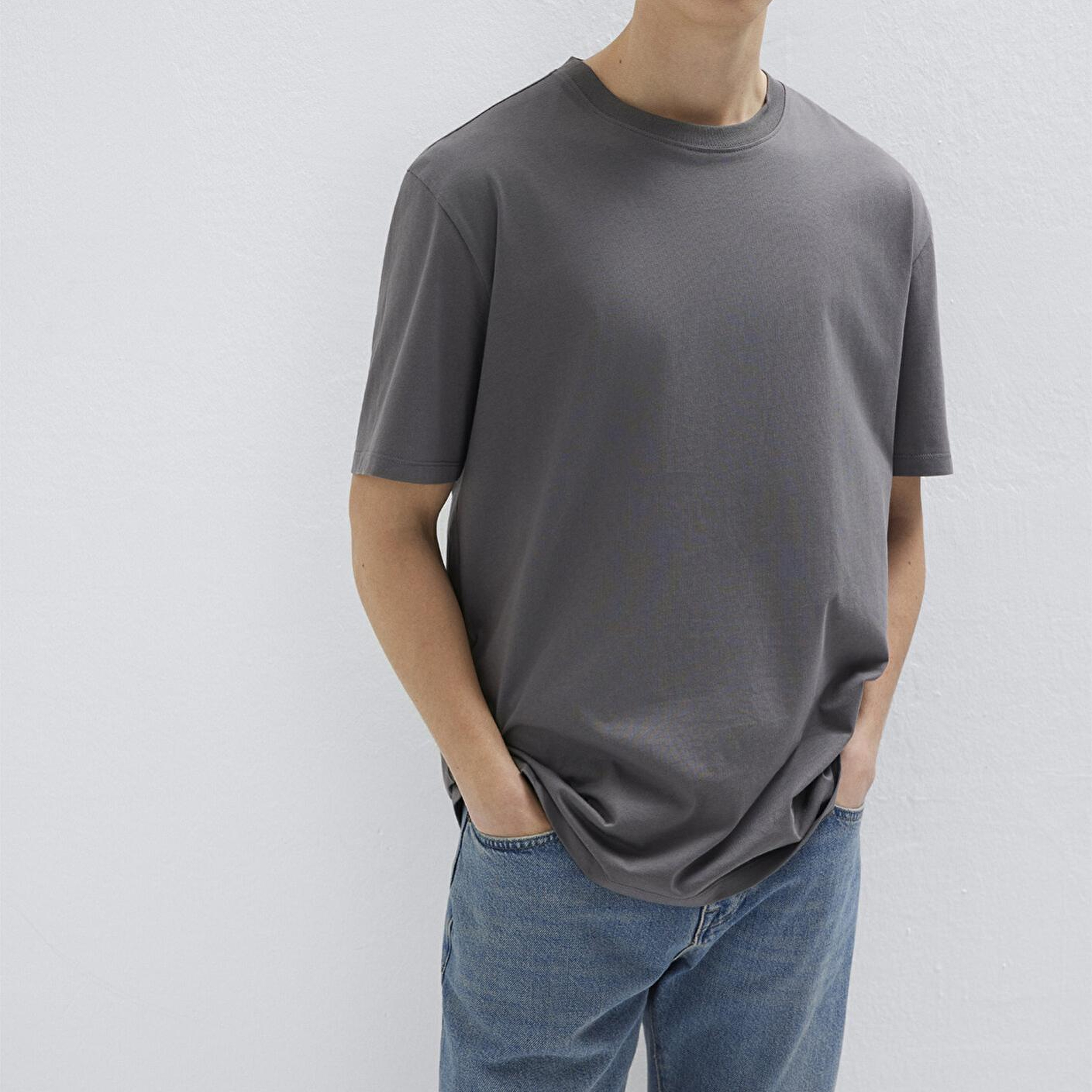 Mavi Antrasit Basic Tişört Loose Fit / Bol Rahat Kesim 066249-86569