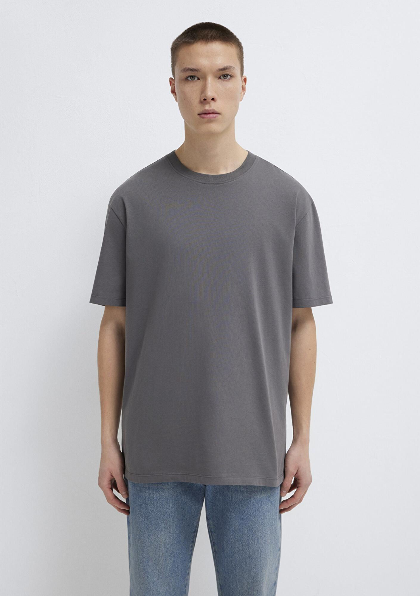 Mavi Antrasit Basic Tişört Loose Fit / Bol Rahat Kesim 066249-86569