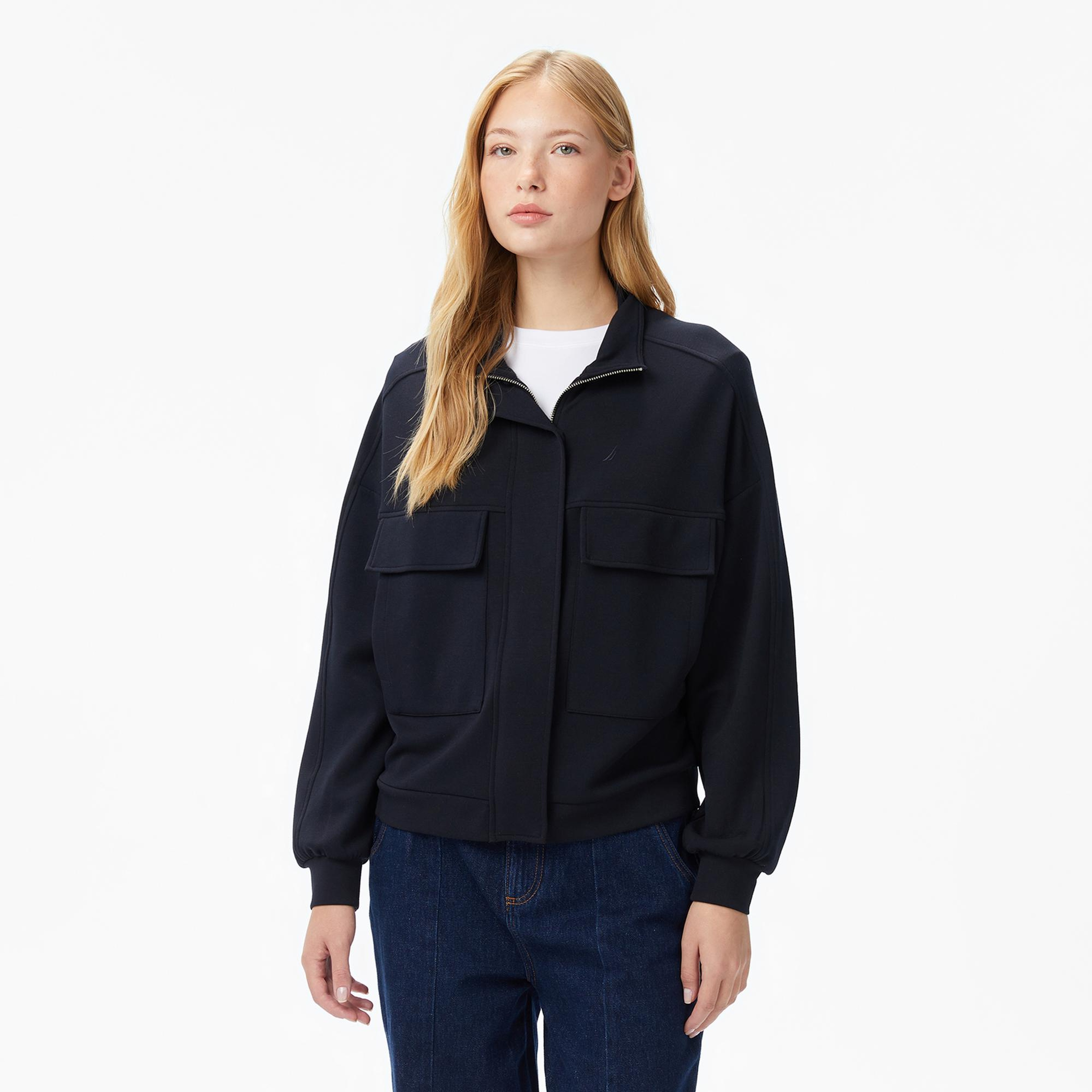 Nautica Kadın Siyah Oversize Sweatshirt