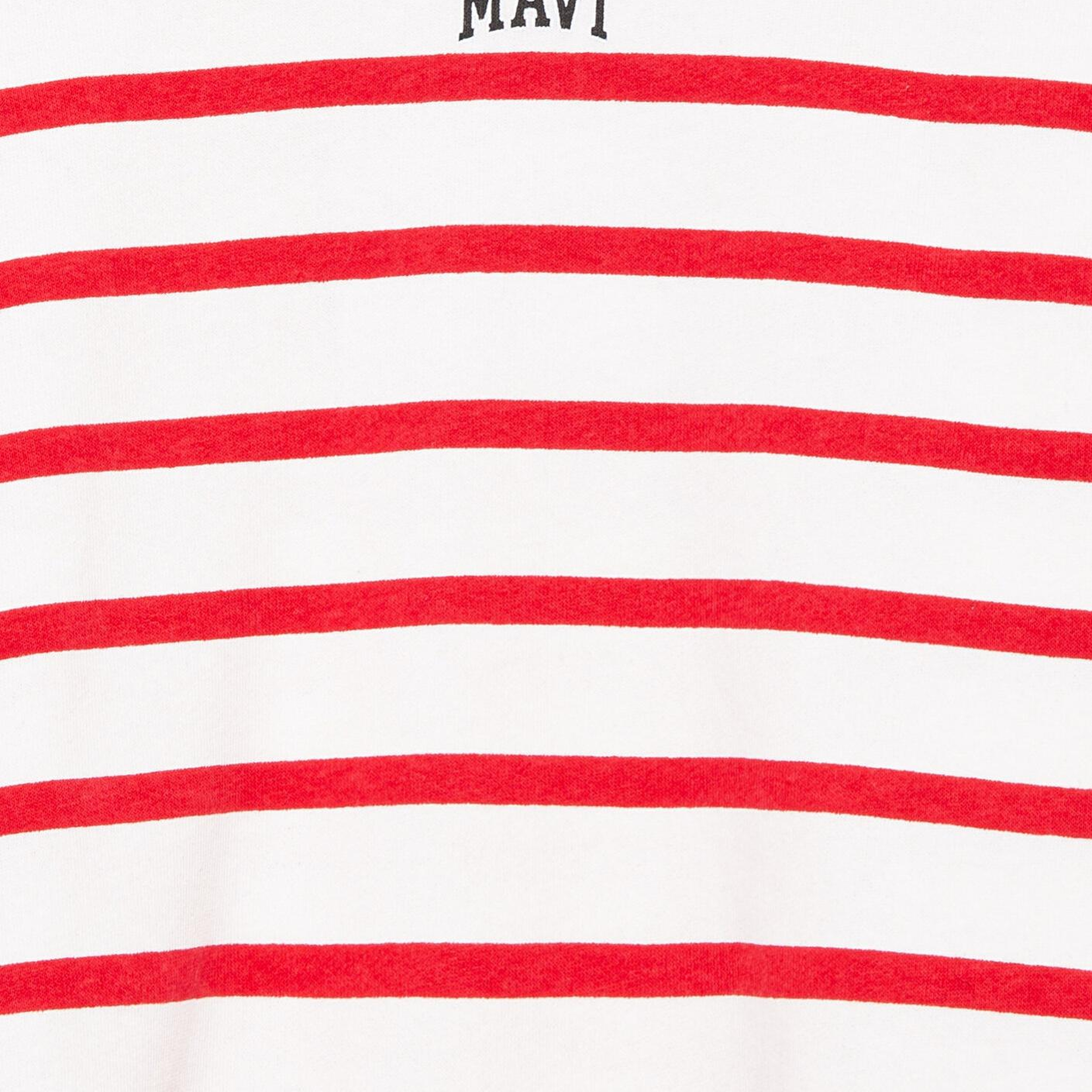 Mavi Mavi Logo Baskılı Kırmızı Çizgili Sweatshirt 7S10038-82054