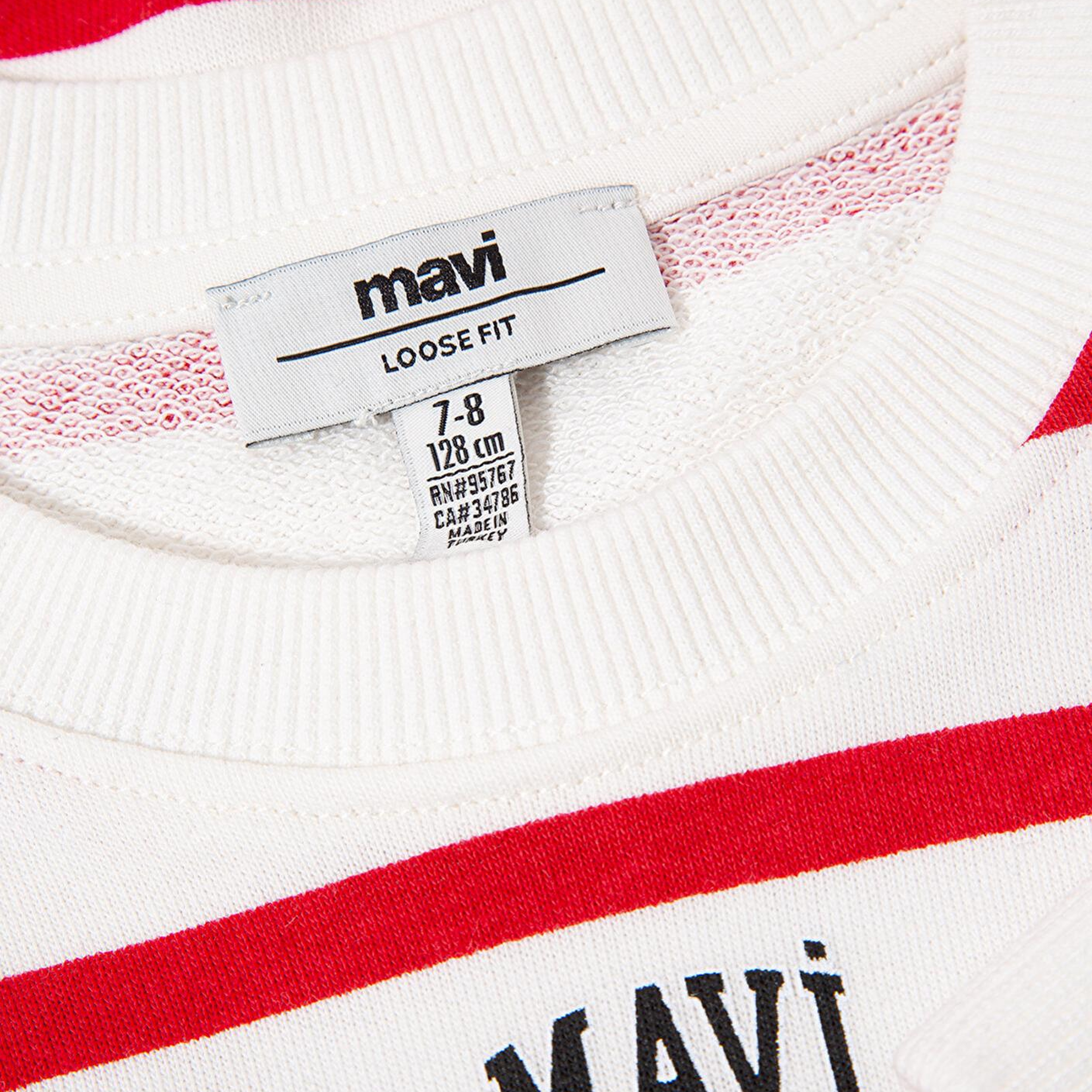 Mavi Mavi Logo Baskılı Kırmızı Çizgili Sweatshirt 7S10038-82054