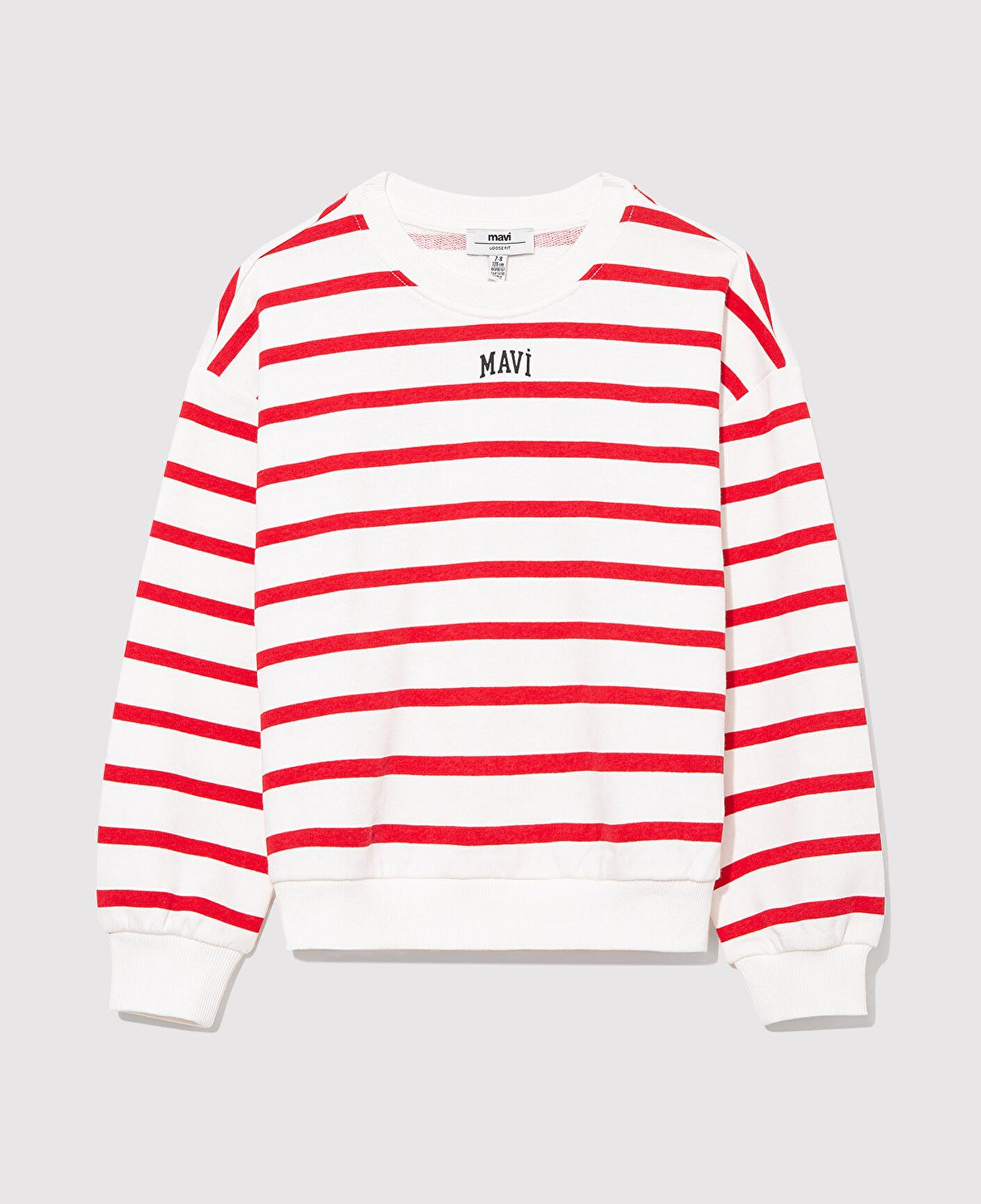 Mavi Mavi Logo Baskılı Kırmızı Çizgili Sweatshirt 7S10038-82054