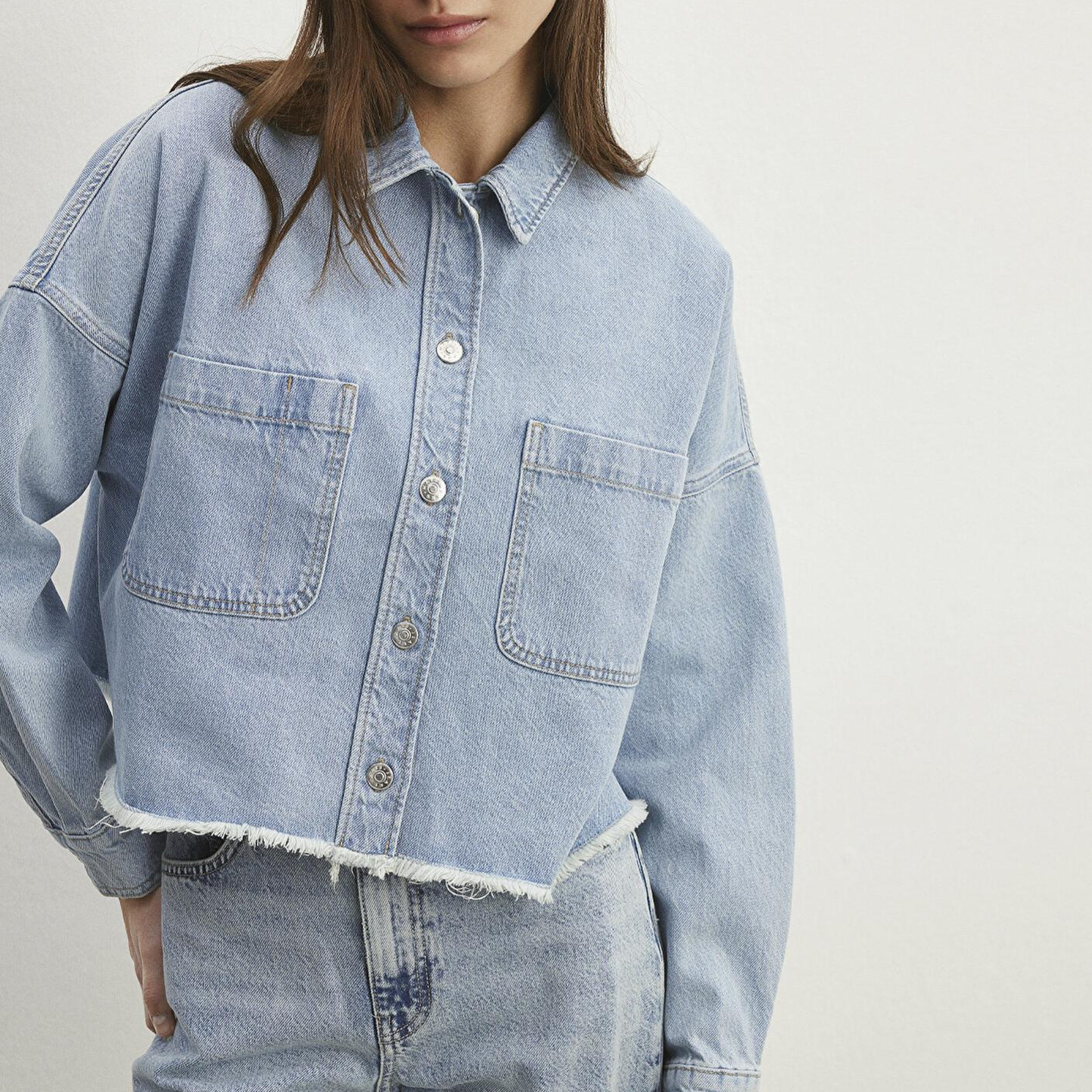 Mavi Vivi 90lar Açık Mavi Jean Gömlek Crop / Kısa Kesim 1210244-86442