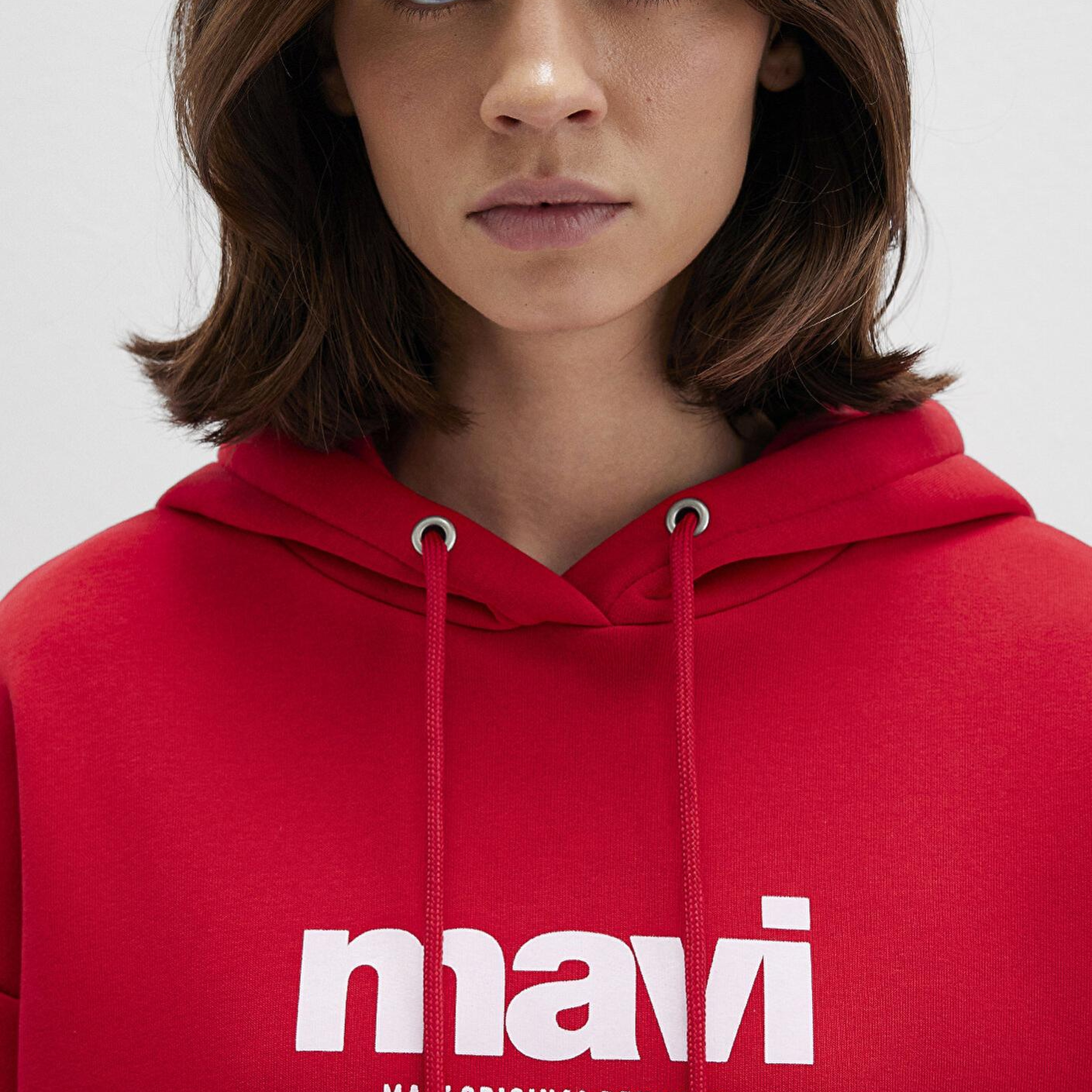 Mavi Mavi Logo Baskılı Kapüşonlu Kırmızı Sweatshirt 168334-35476