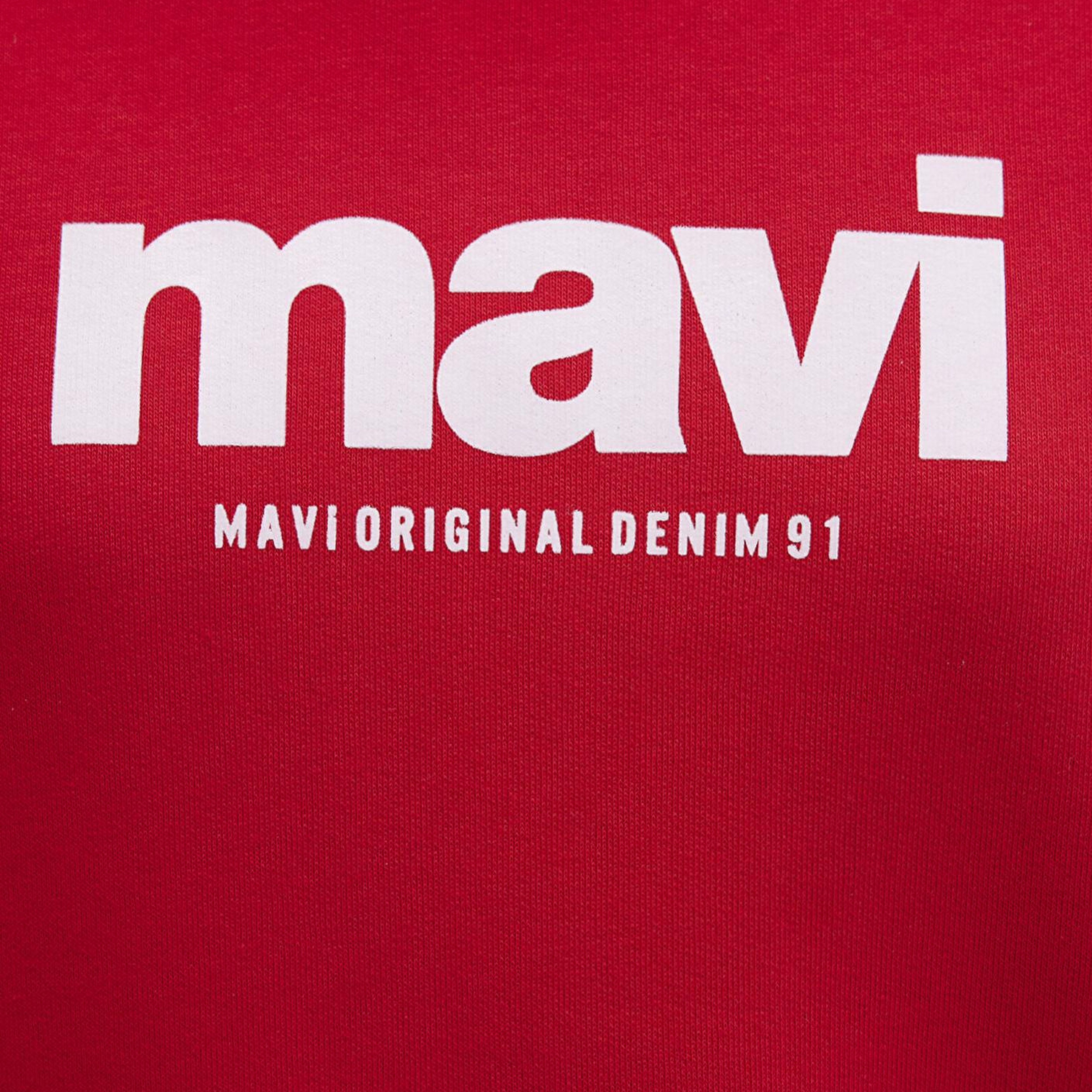 Mavi Mavi Logo Baskılı Kapüşonlu Kırmızı Sweatshirt 168334-35476