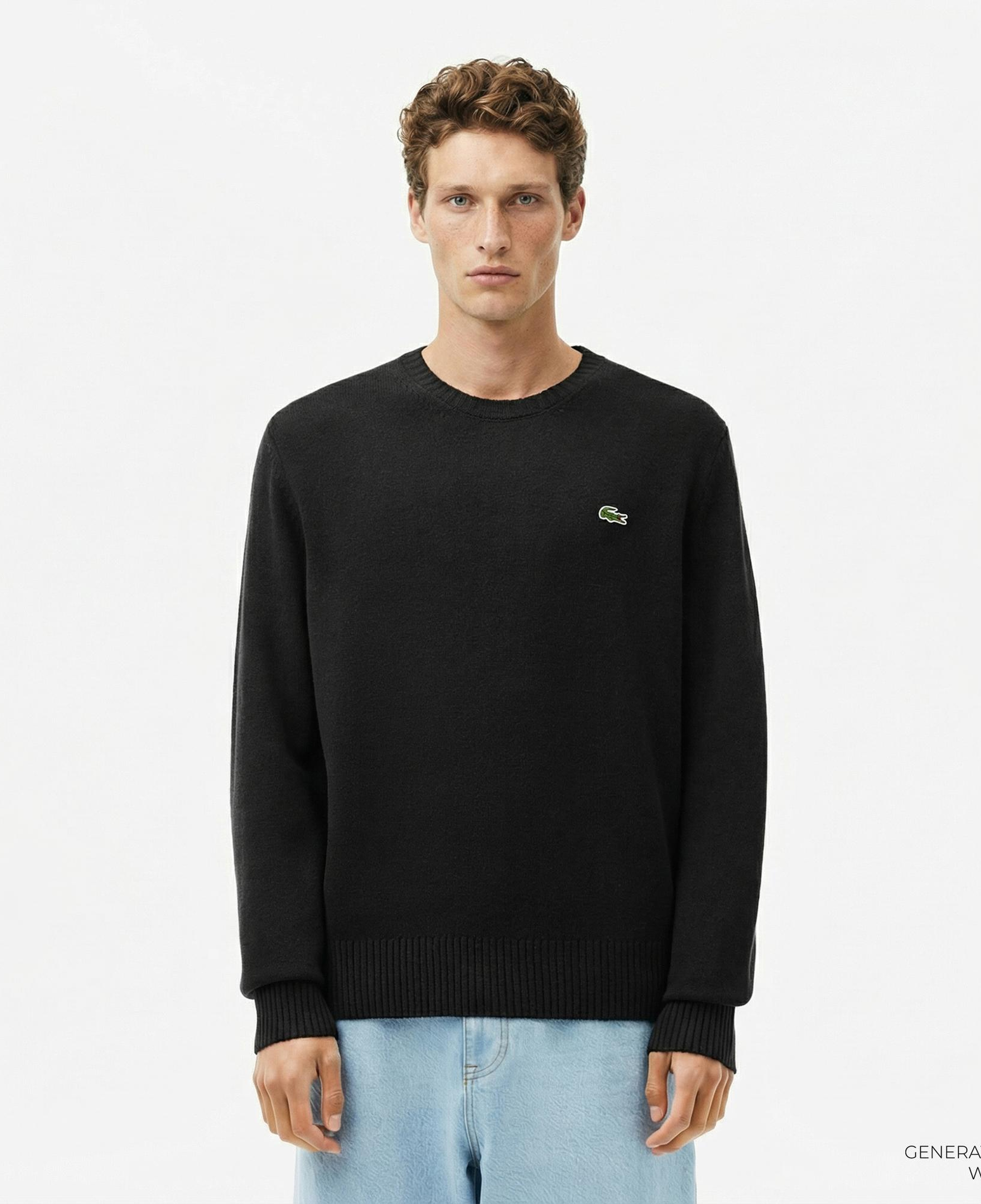 Lacoste Erkek Classic Fit Bisiklet Yaka Siyah Kazak
