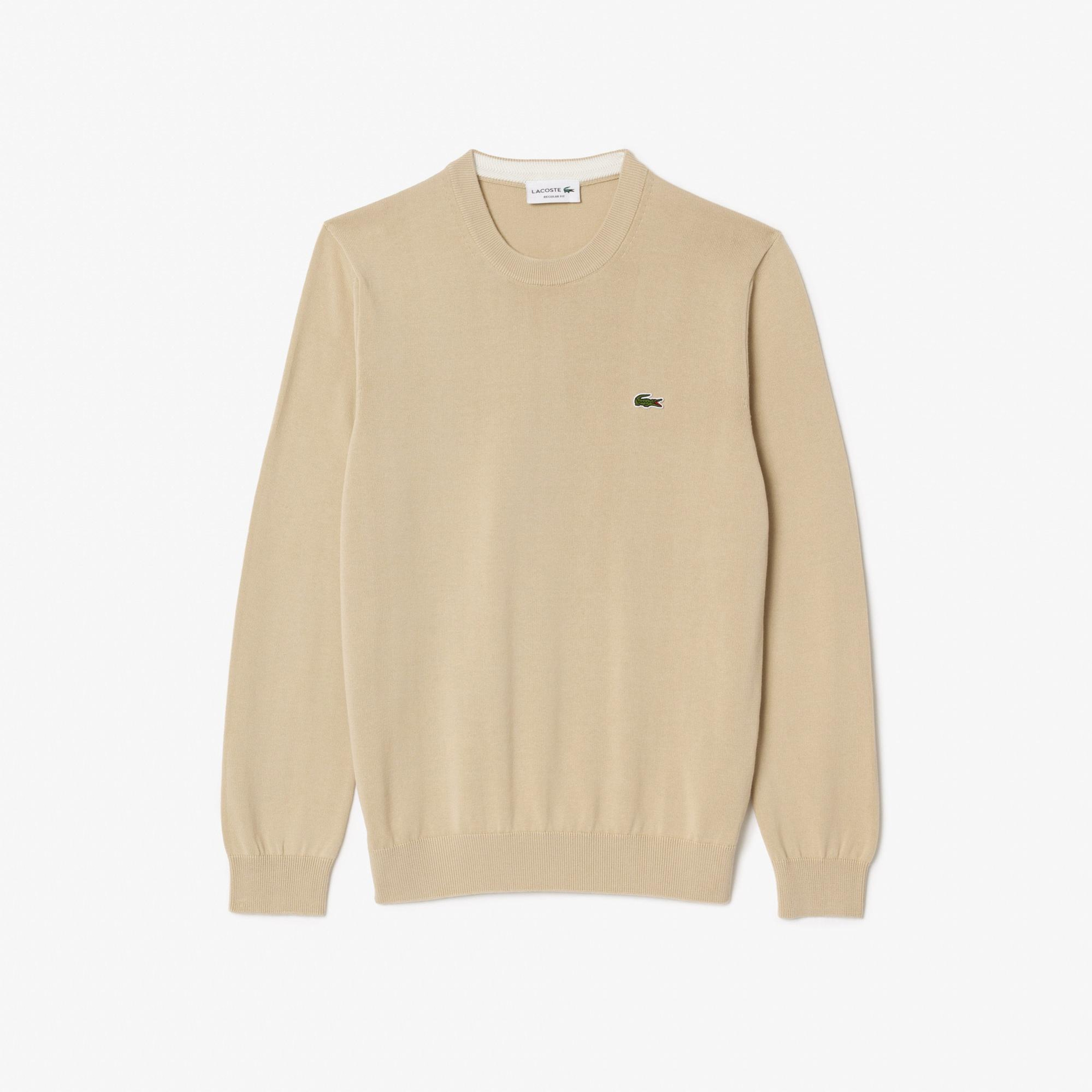 Lacoste Erkek Regular Fit Bisiklet Yaka Krem Kazak