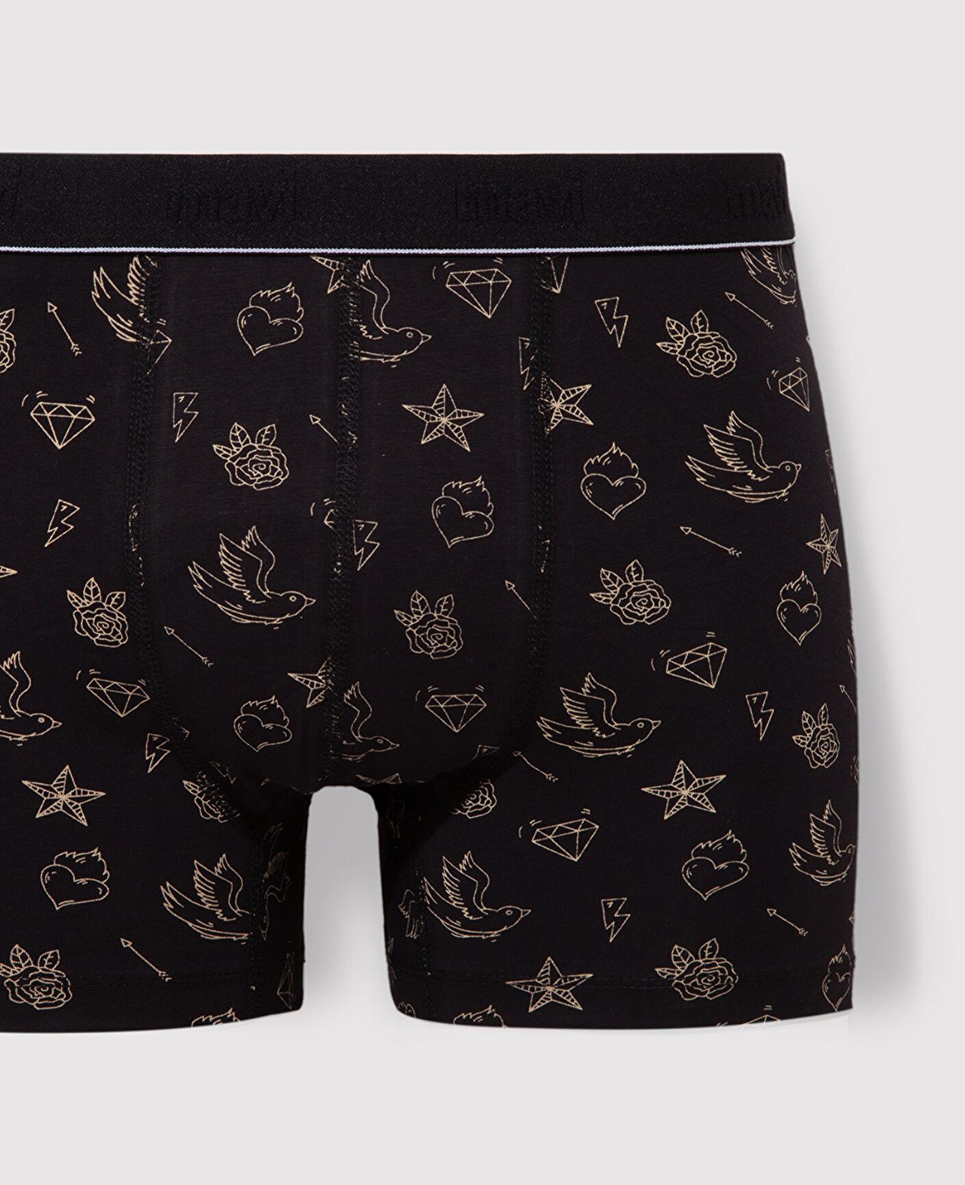 Mavi Baskılı Siyah Boxer 092449-85585