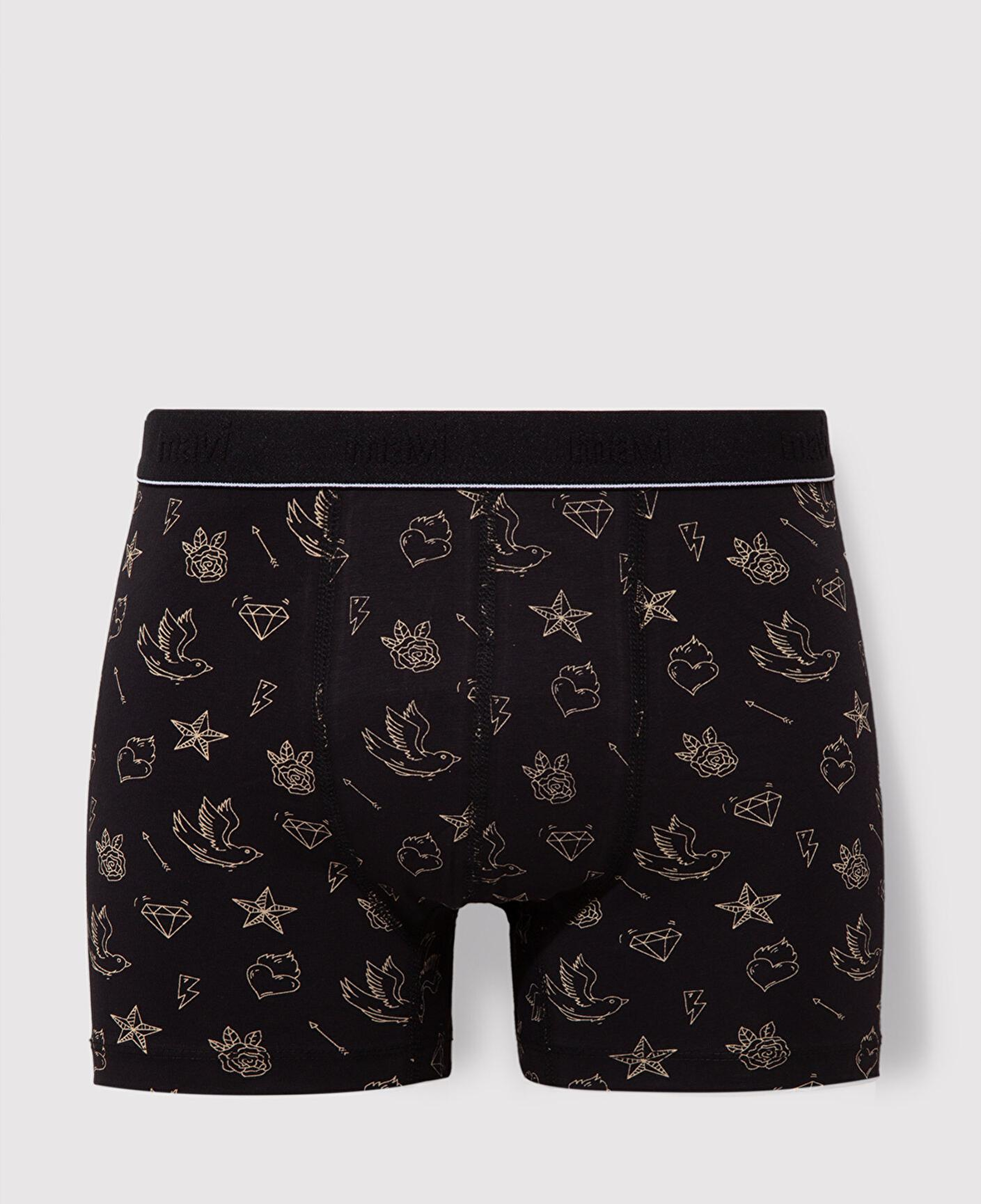 Mavi Baskılı Siyah Boxer 092449-85585