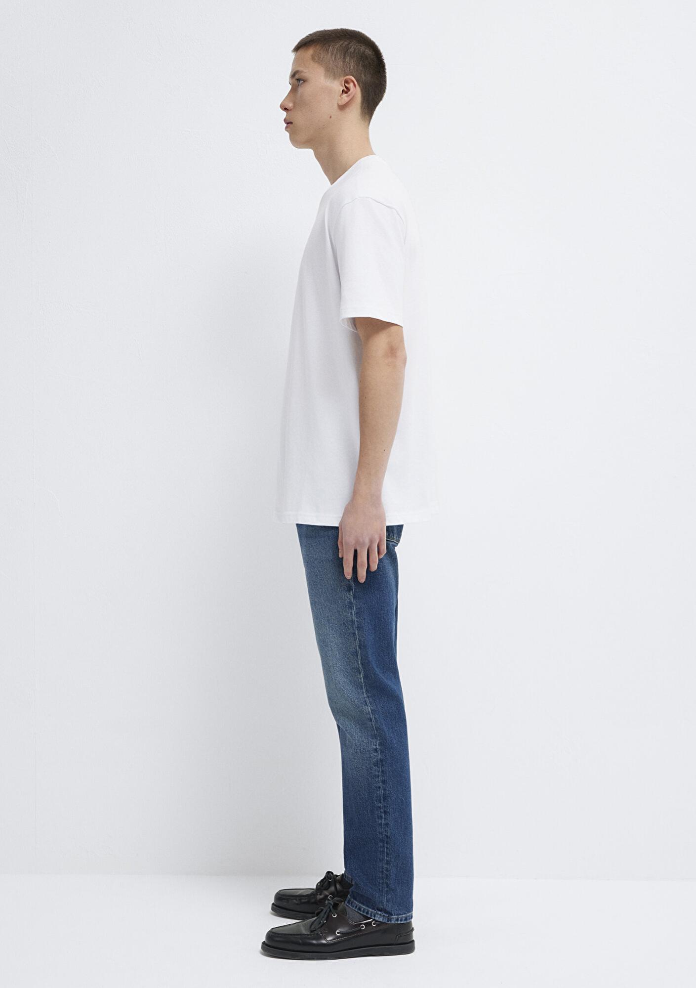 Mavi Mavi Logo Baskılı Beyaz Tişört Loose Fit / Bol Rahat Kesim 0611807-620