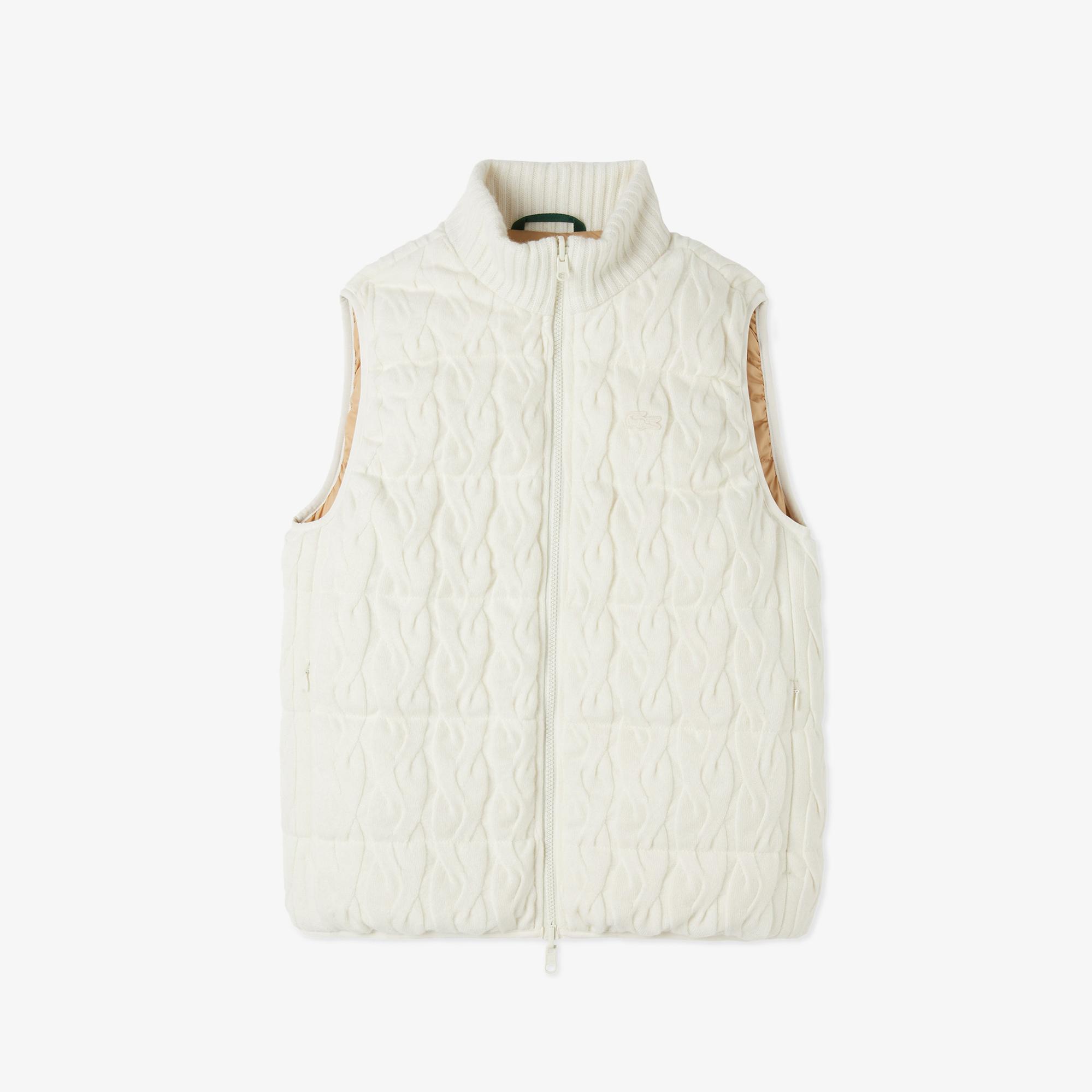 Lacoste Kadın Kapitone Regular Fit Dik Yaka Çift Taraflı Beyaz Yelek