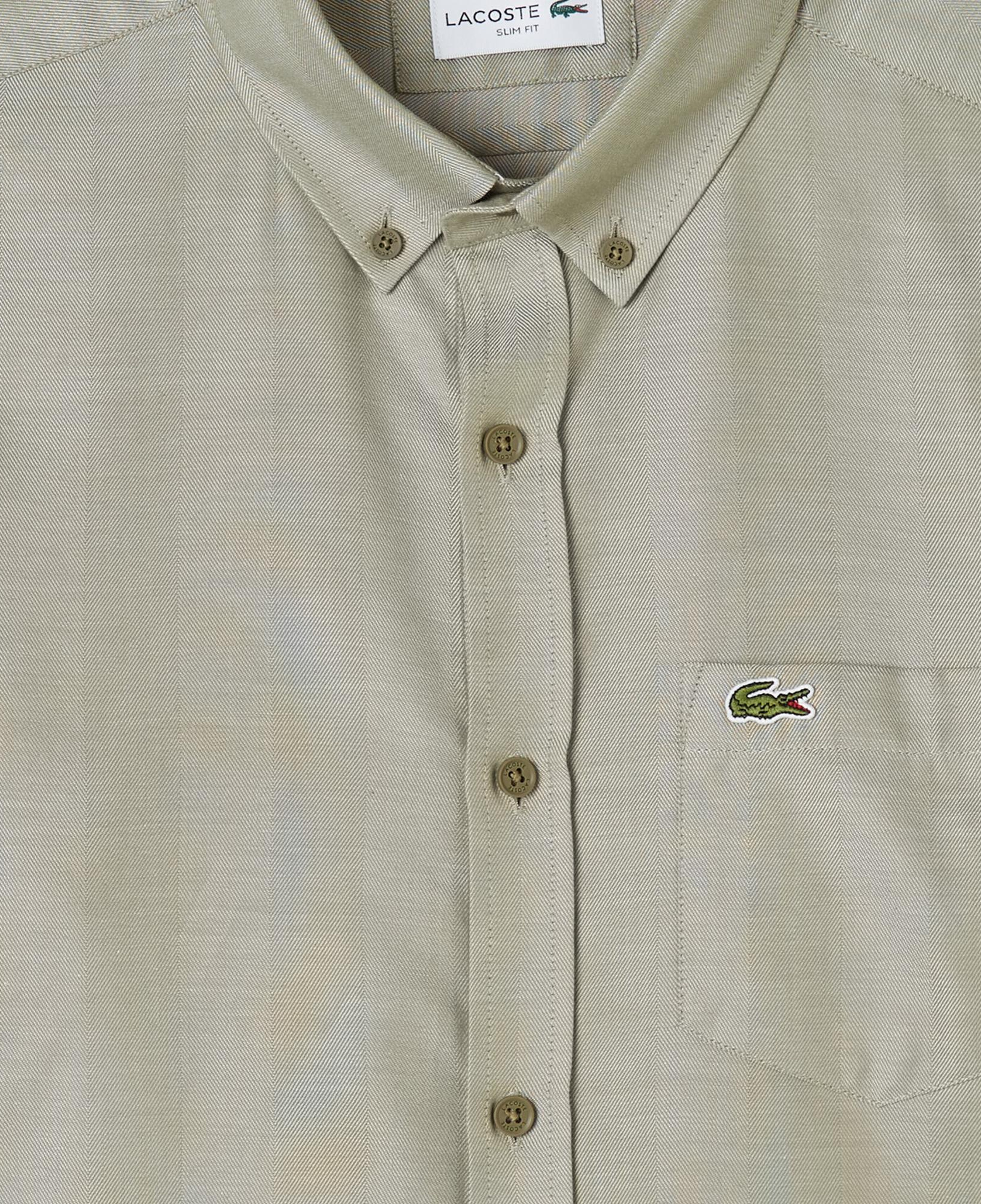 Lacoste Erkek Slim Fit Düğmeli Yaka Gri Gömlek