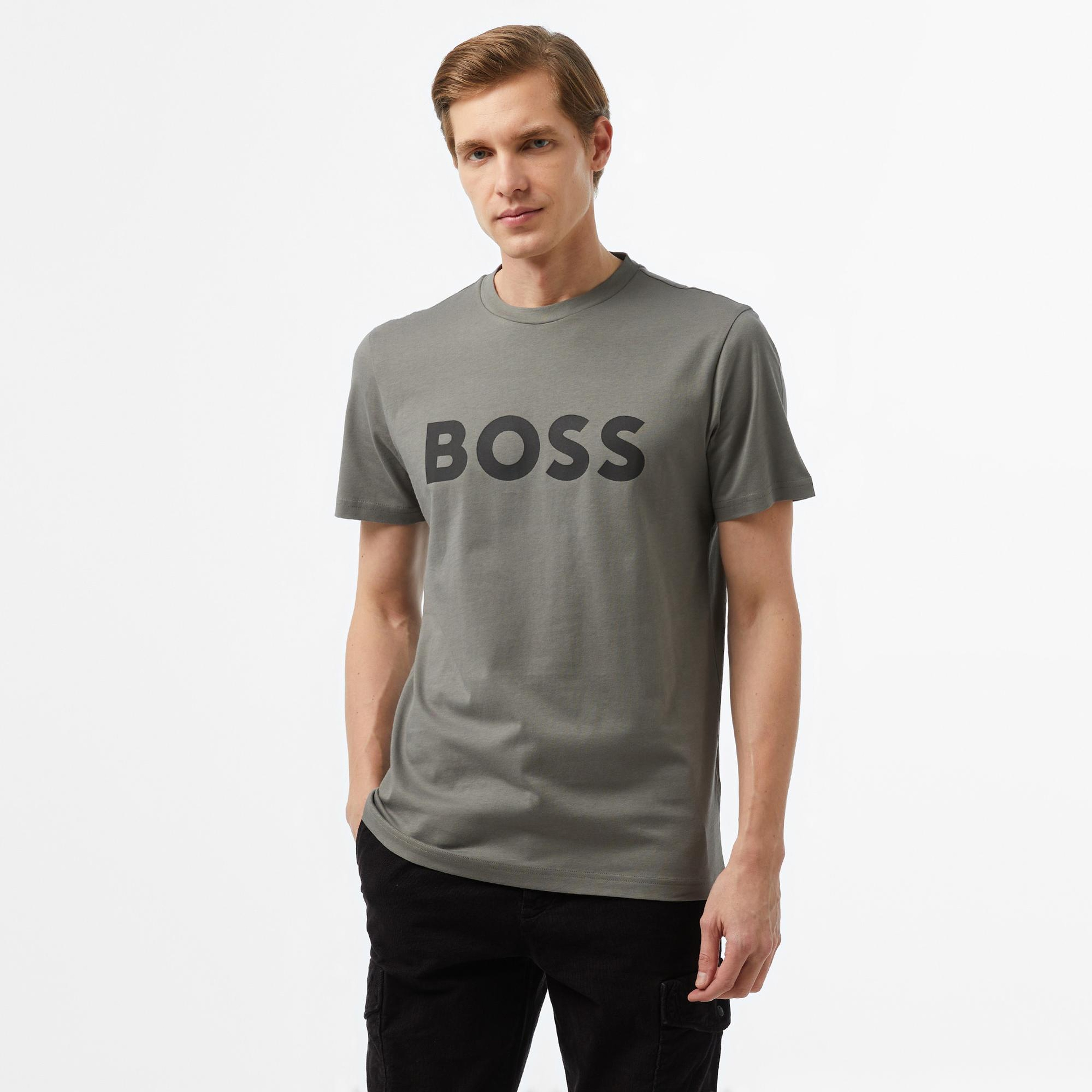 Boss Thinking Erkek Gri T-Shirt