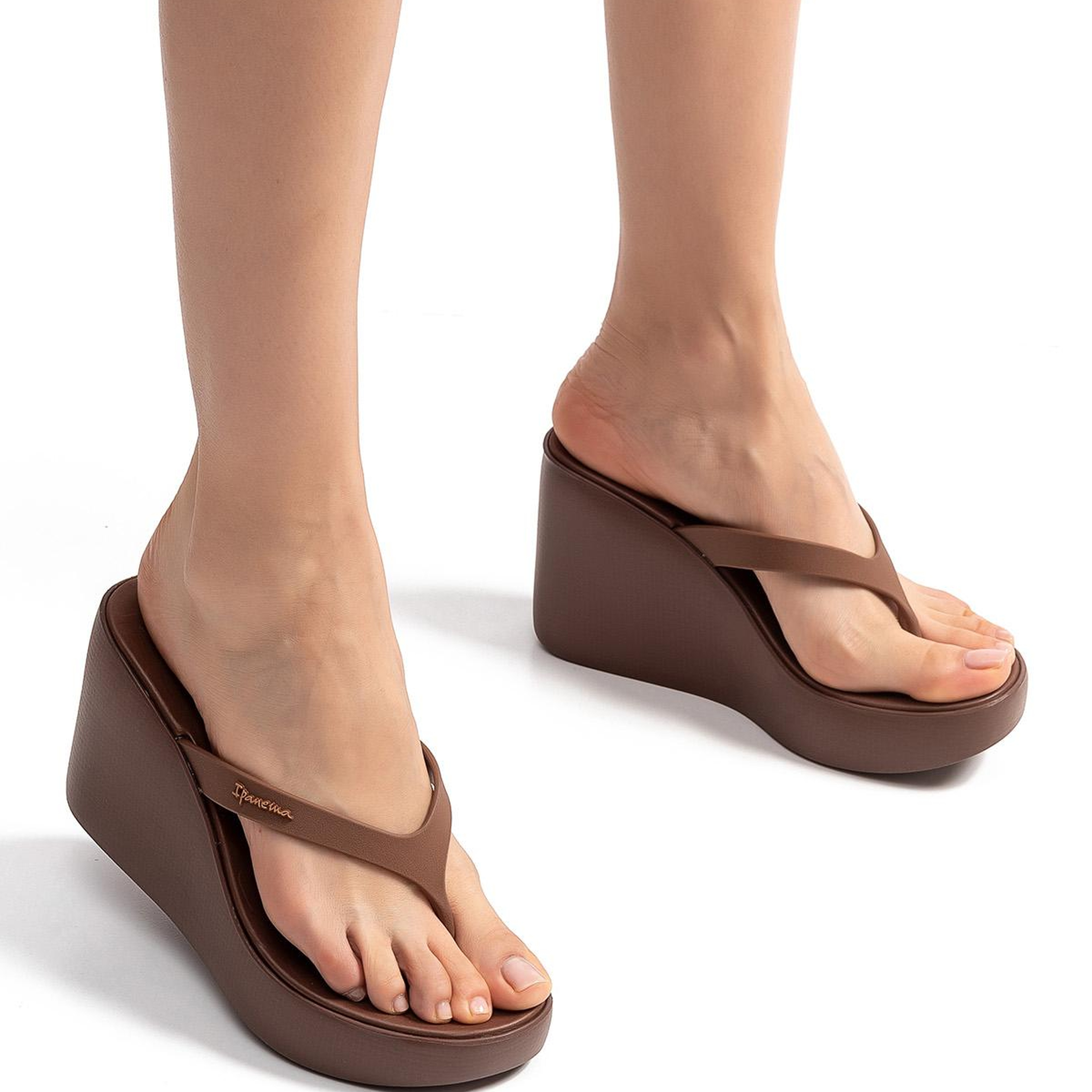High Fashion Thong Topuklu Kadın Parmak Arası Terlik Kahverengi 35/40