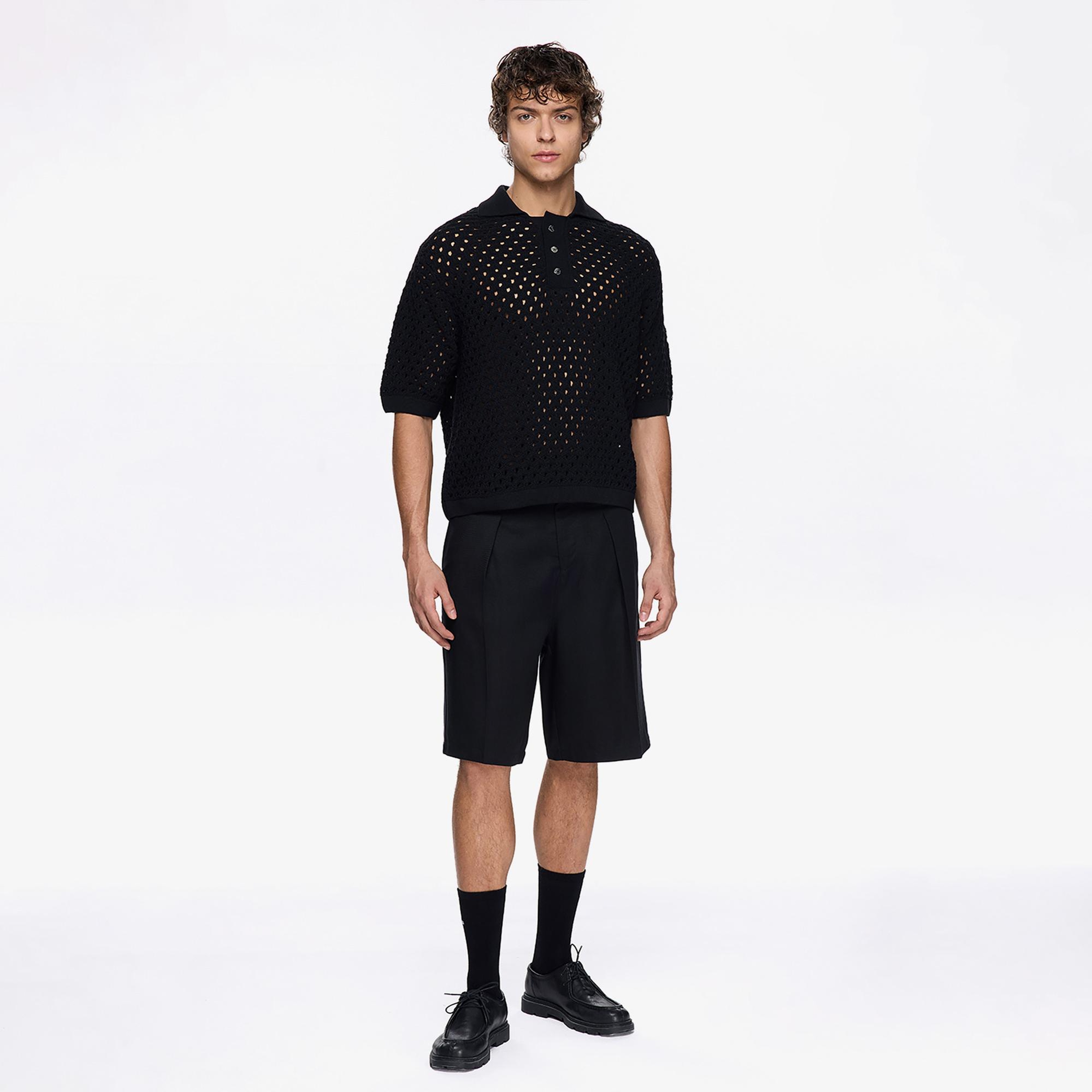 Les Benjamins Classic Knit 405 Erkek Siyah Polo