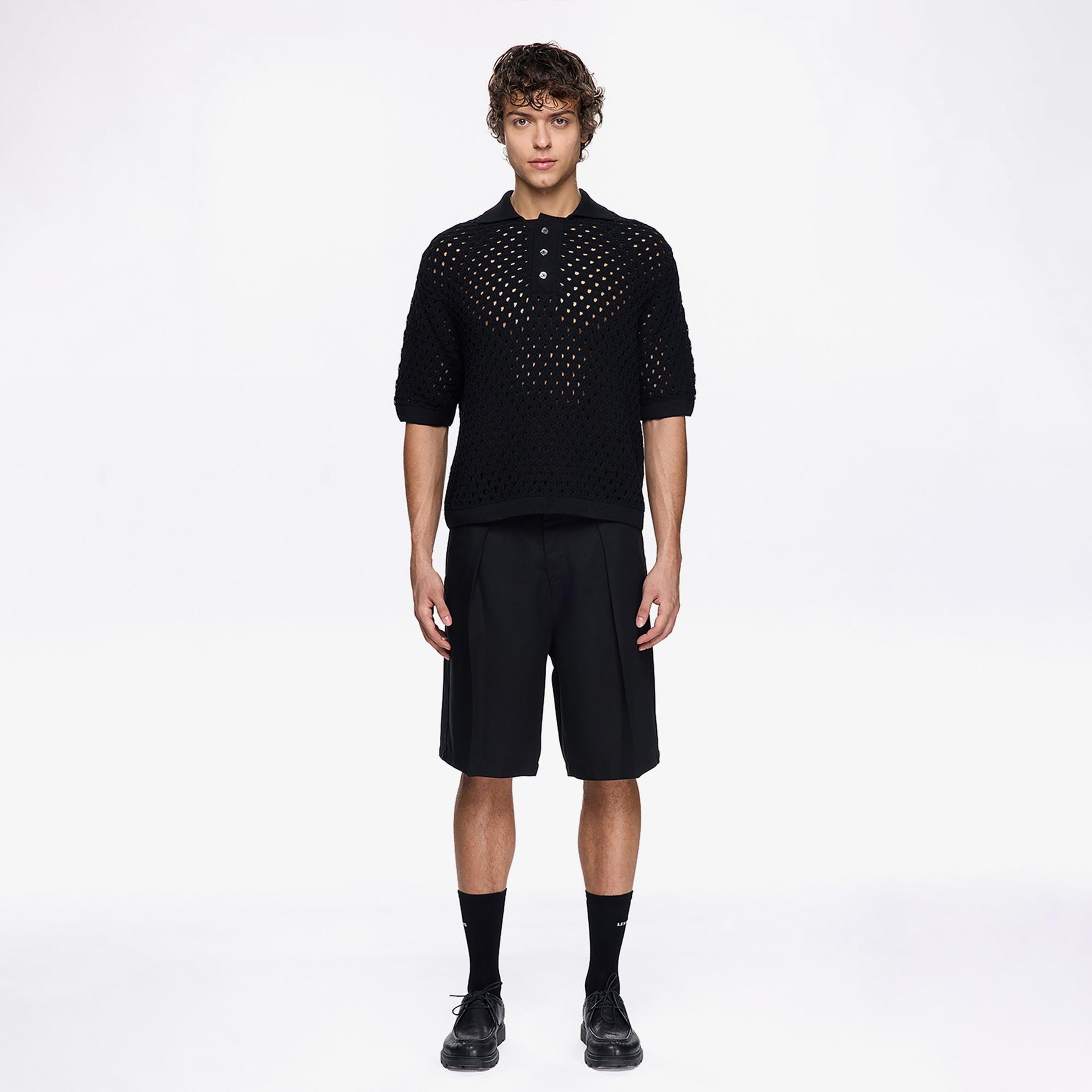 Les Benjamins Classic Knit 405 Erkek Siyah Polo