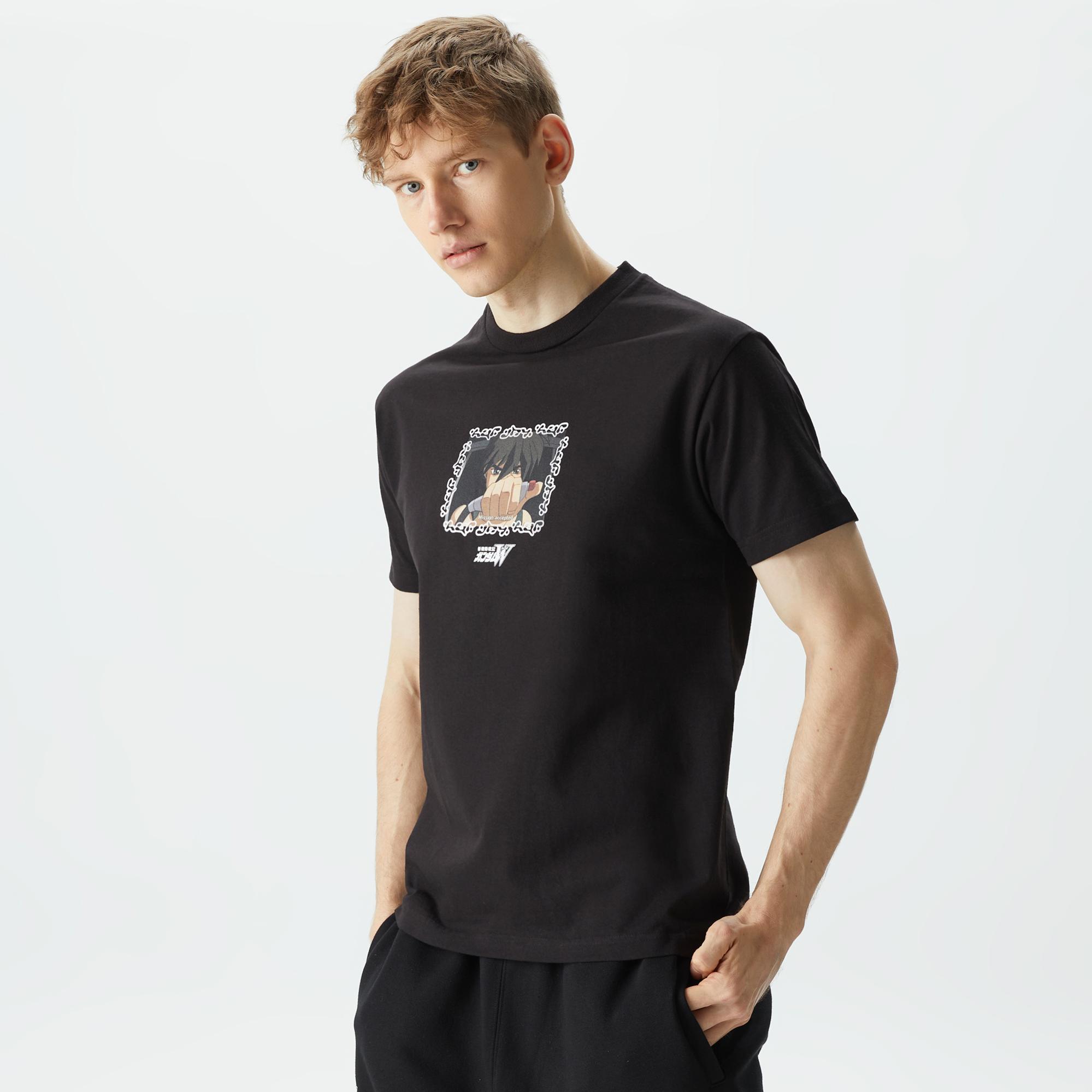 HUF x Gundam Heero Erkek Siyah T-Shirt
