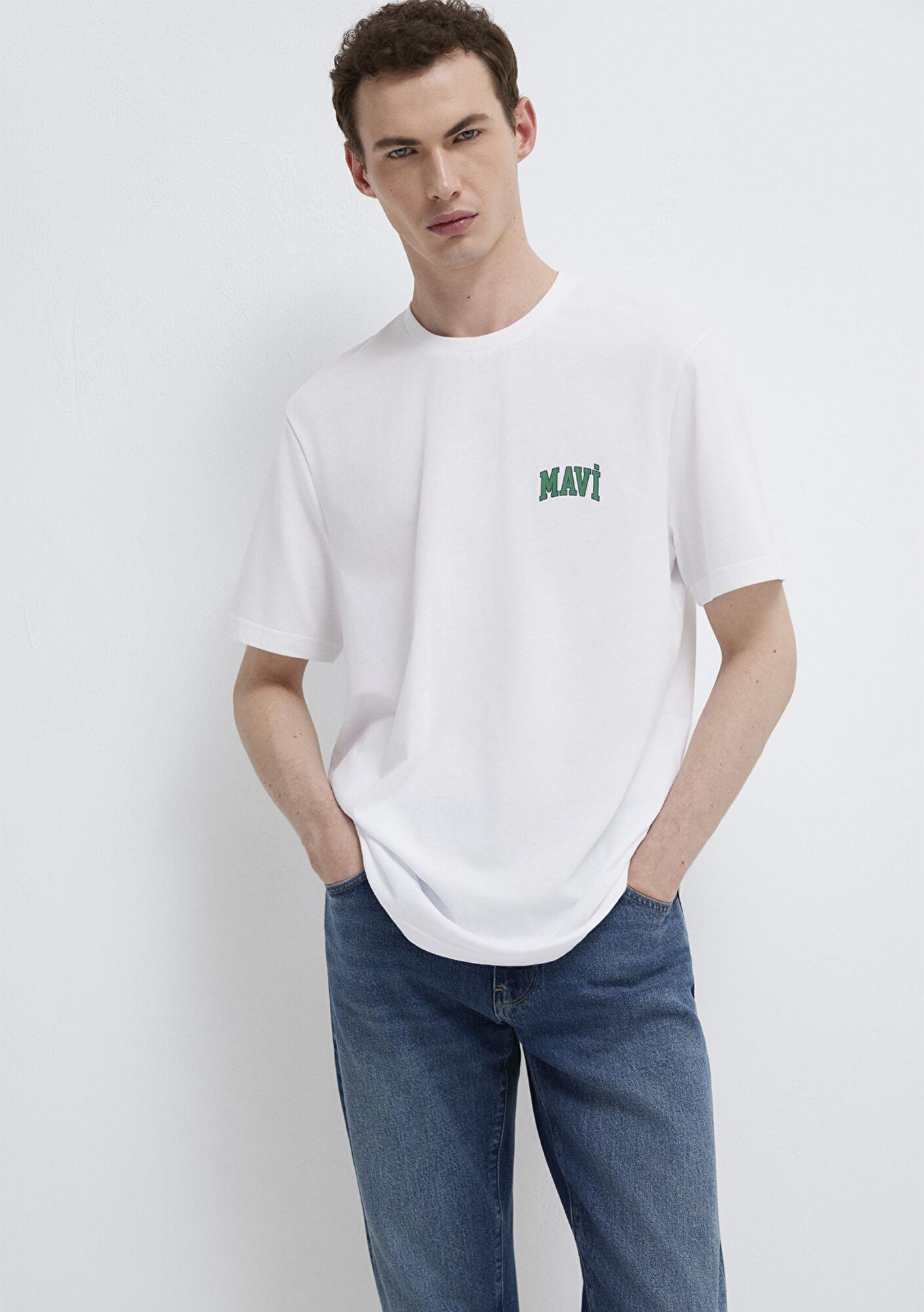 Mavi Mavi Logo Baskılı Beyaz Tişört Regular Fit / Normal Kesim 0611714-620