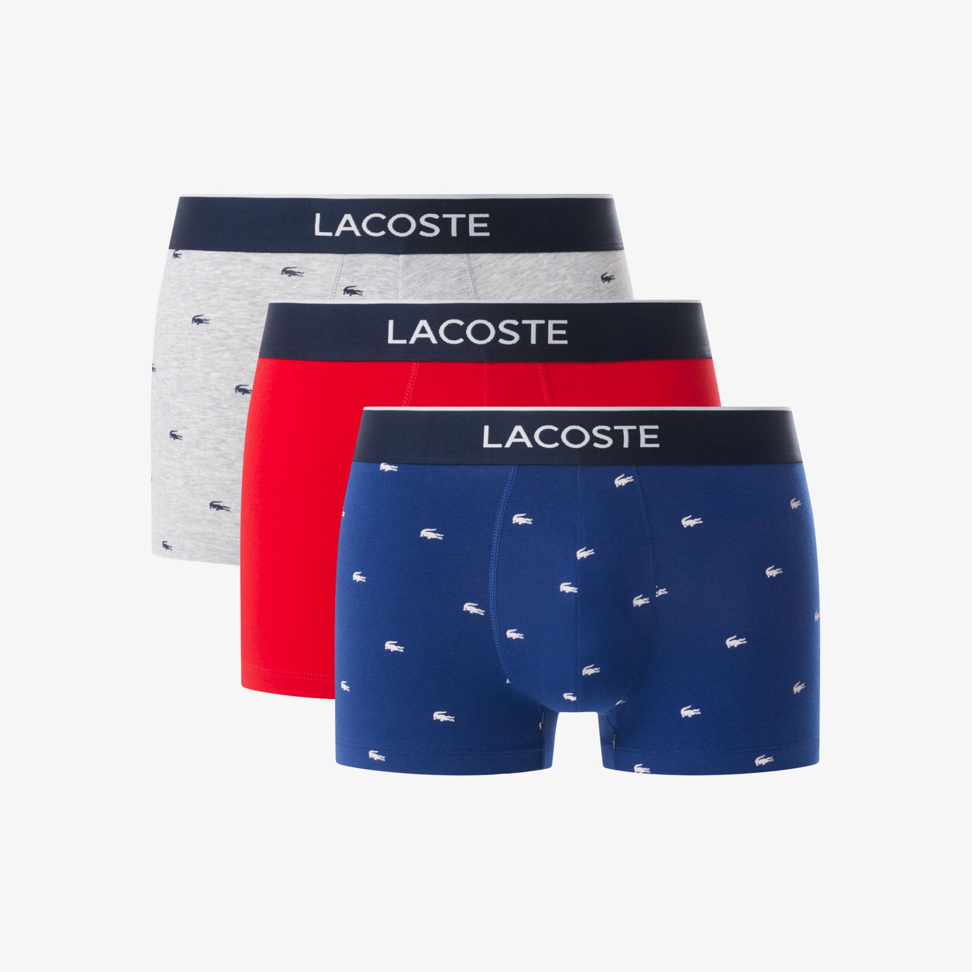 Lacoste Erkek Desenli 3'lü Renkli Boxer