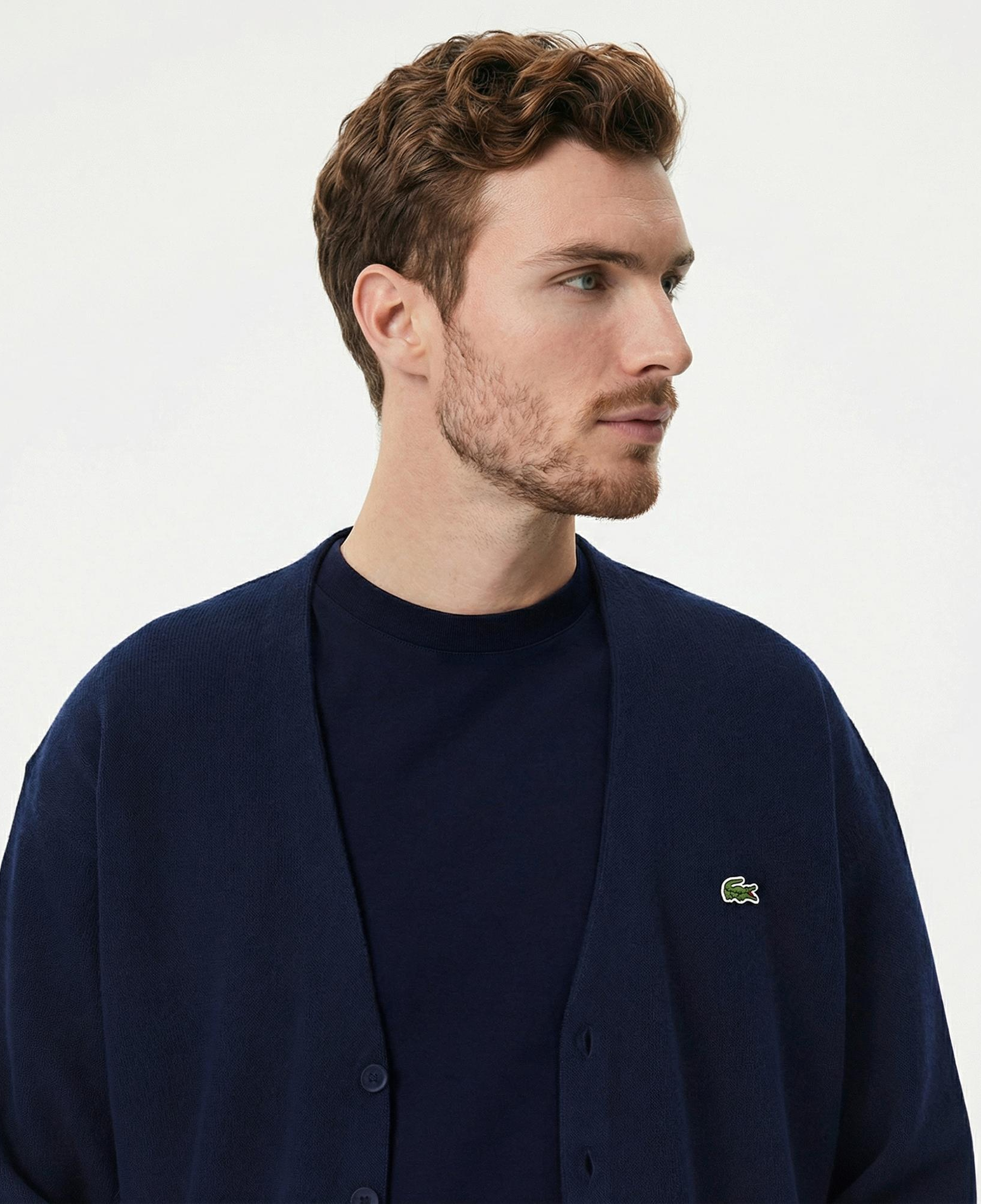 Lacoste Erkek Relaxed Fit V Yaka Lacivert Hırka