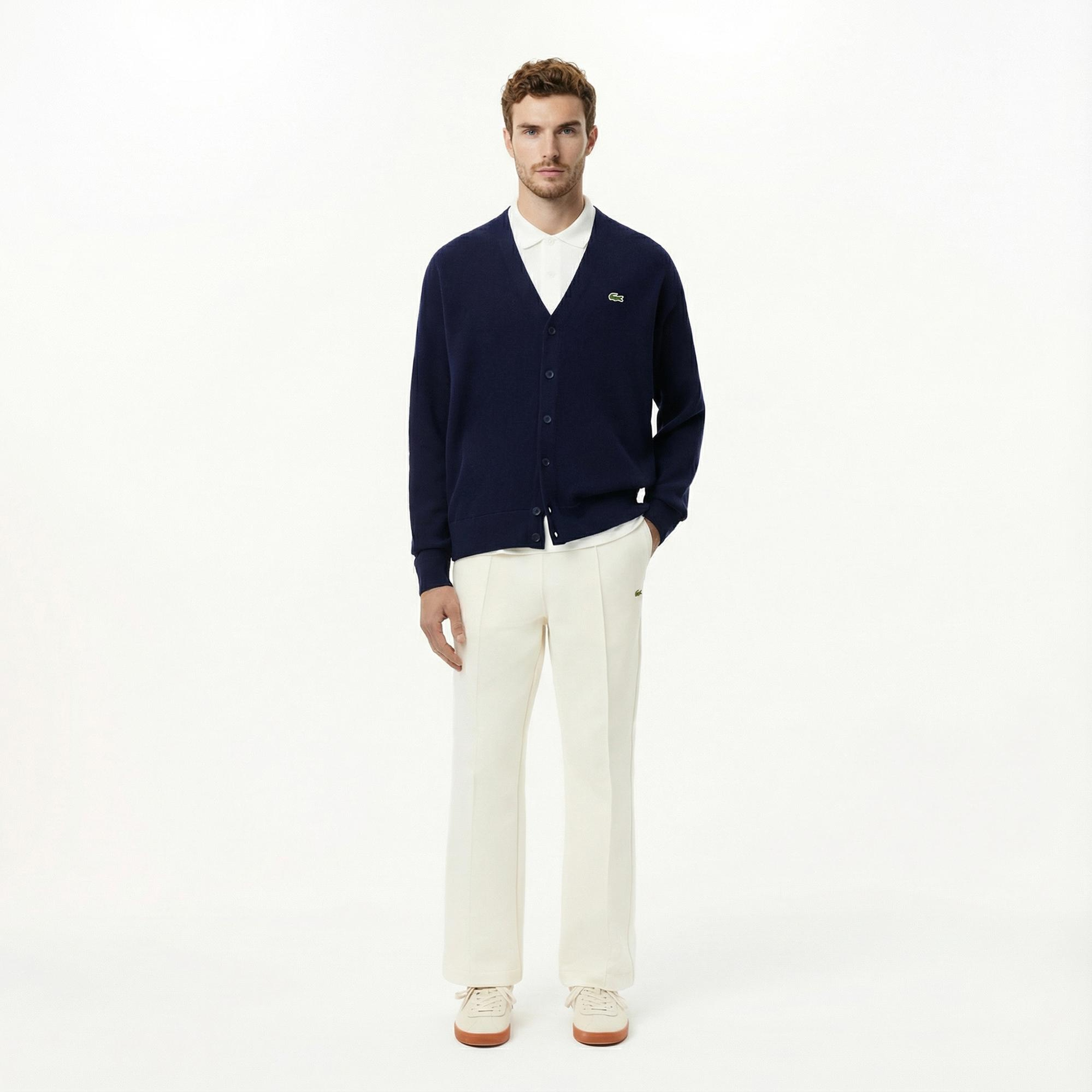 Lacoste Erkek Relaxed Fit V Yaka Lacivert Hırka