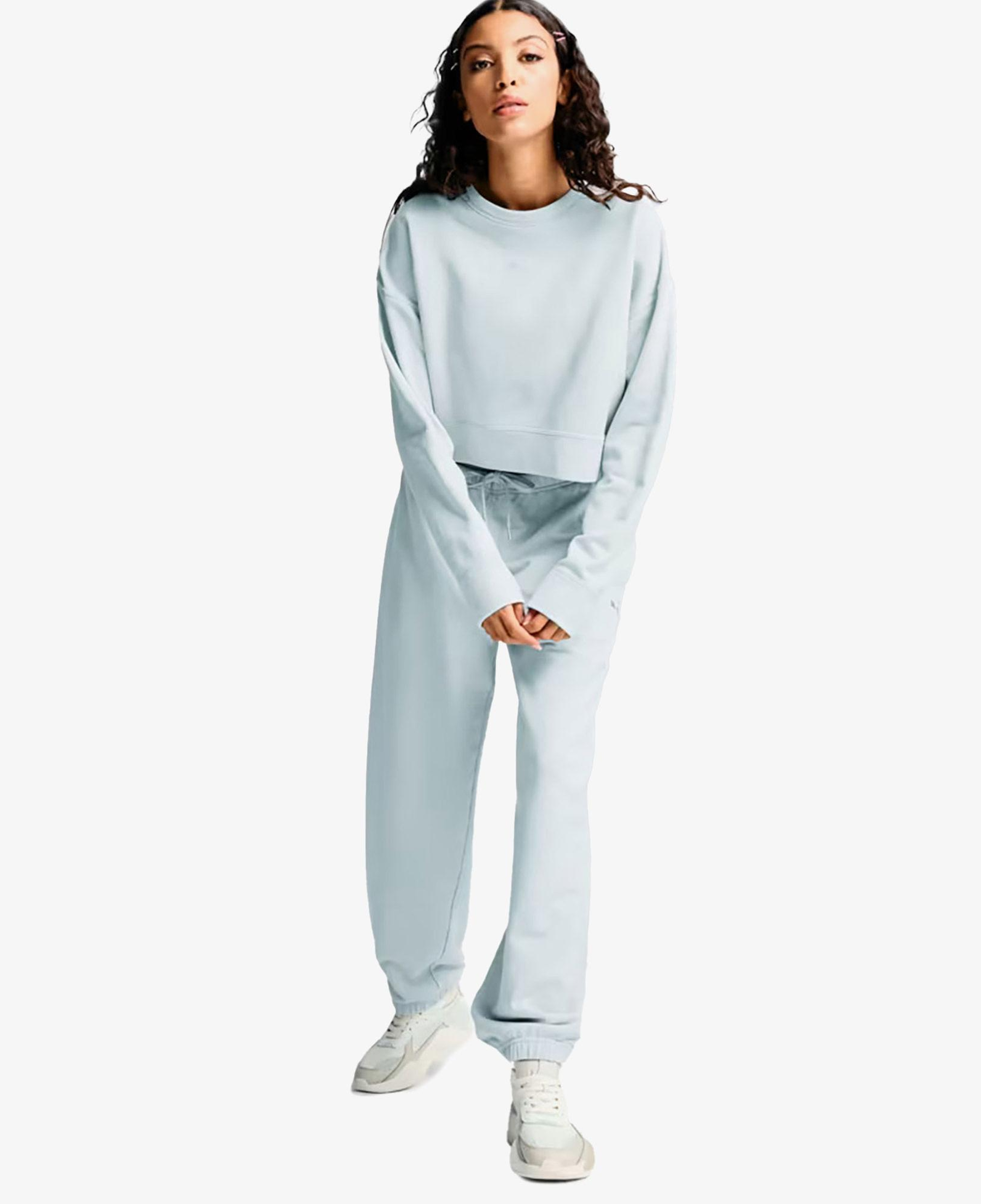 Puma Dare To Relaxed Washed Crew Kadın Mavi Sweatshirt