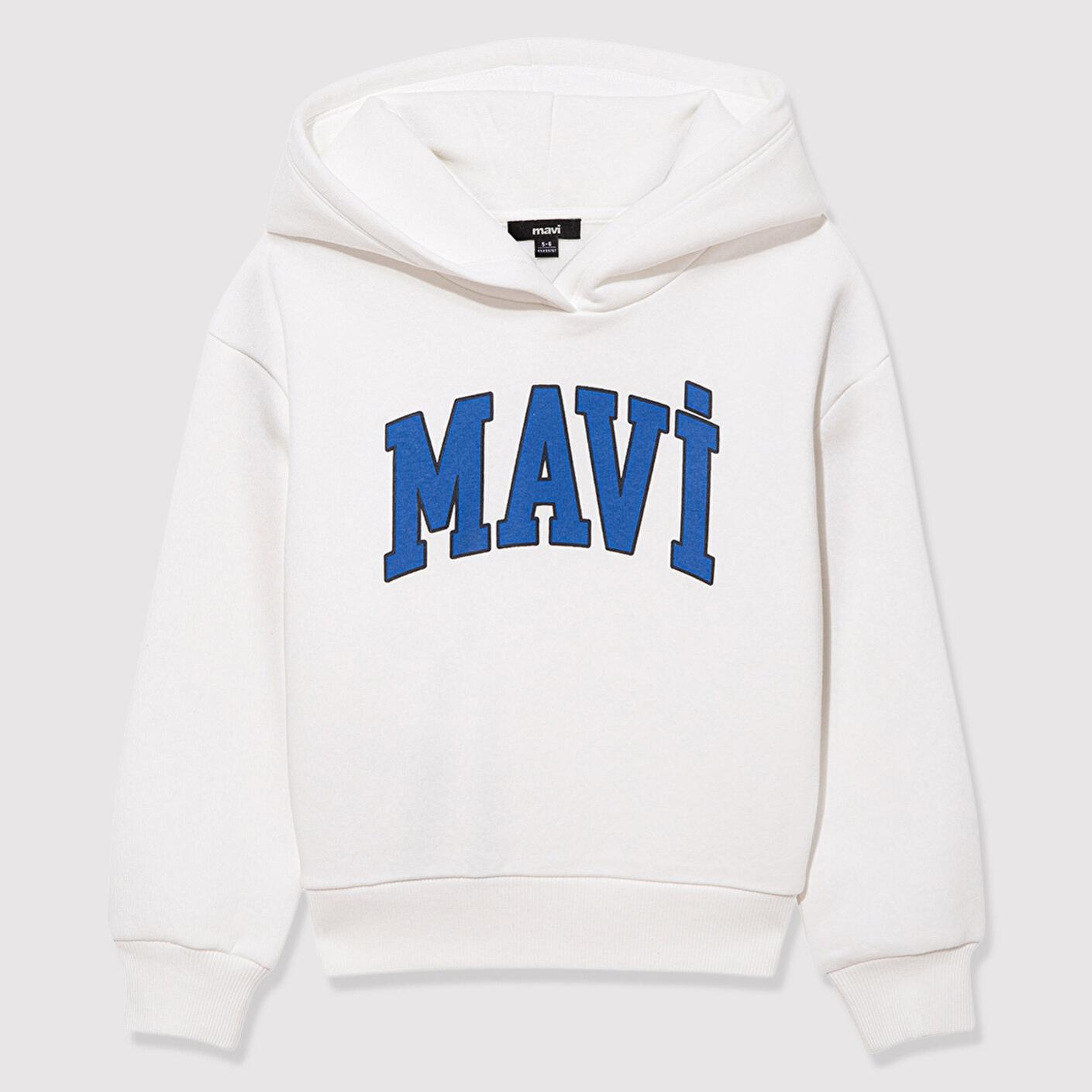 Mavi Mavi Logo Baskılı Beyaz Kapüşonlu Sweatshirt 6610110-70057