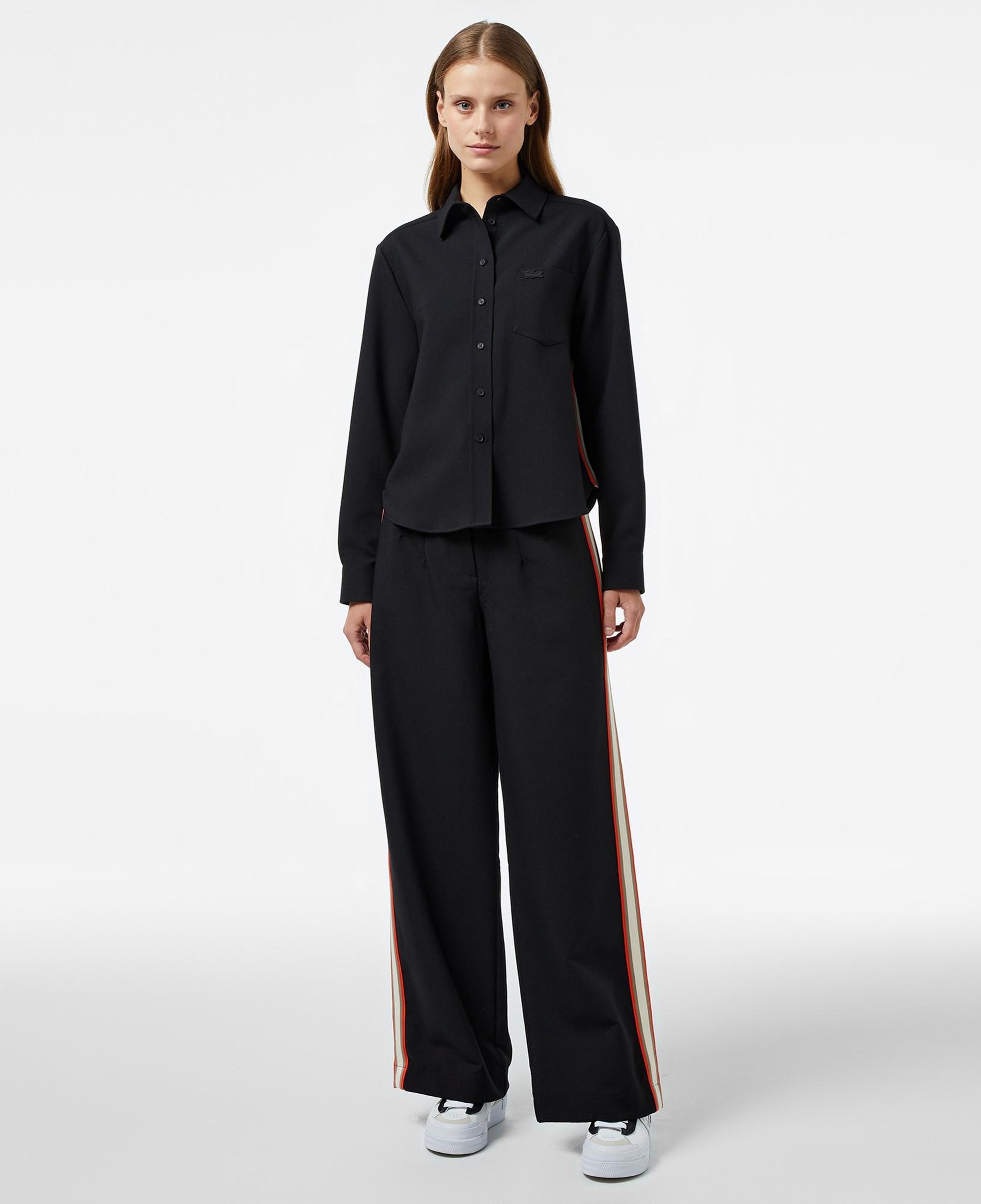 Lacoste Kadın Oversize Fit Gömlek Yaka Siyah Gömlek