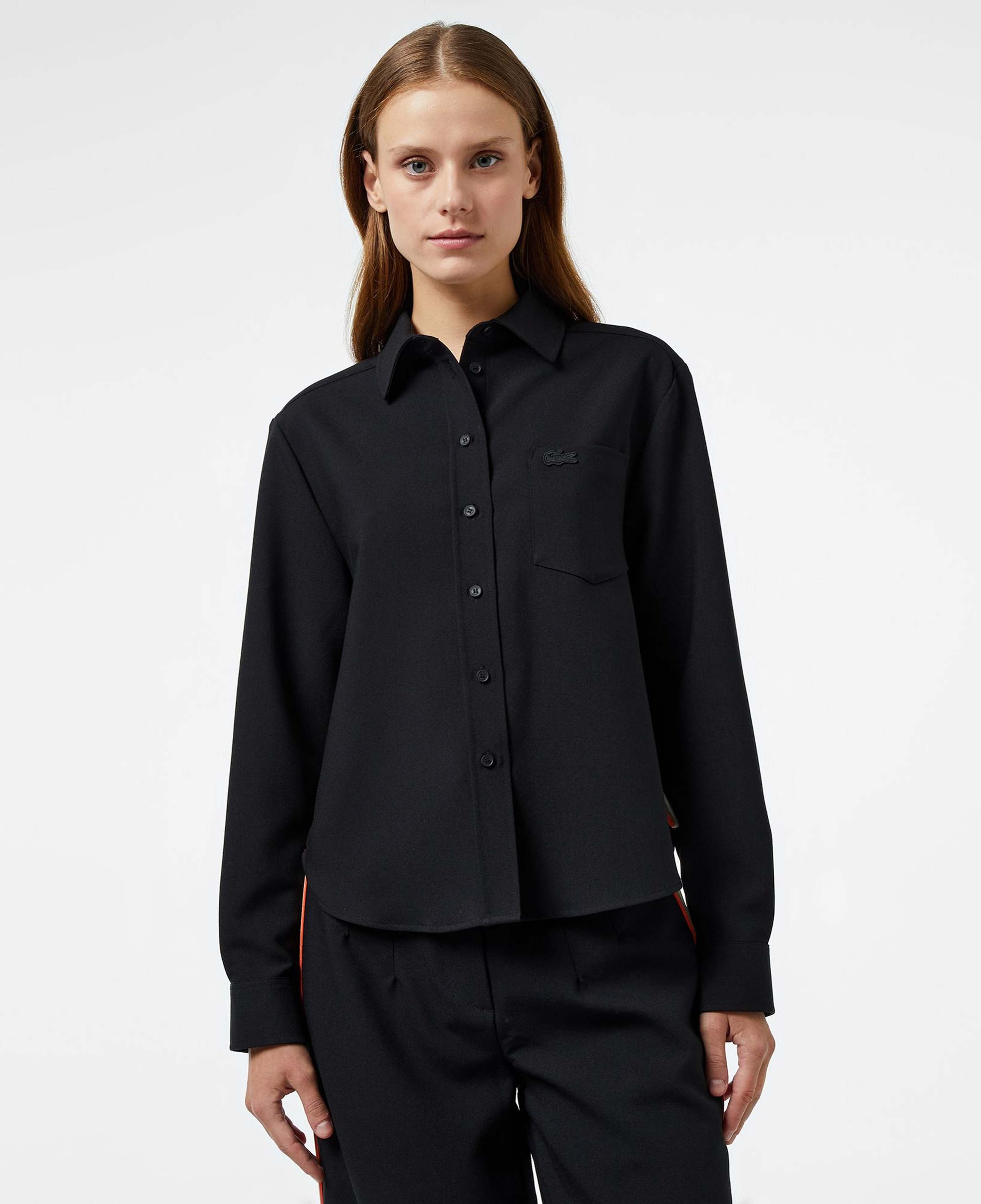 Lacoste Kadın Oversize Fit Gömlek Yaka Siyah Gömlek