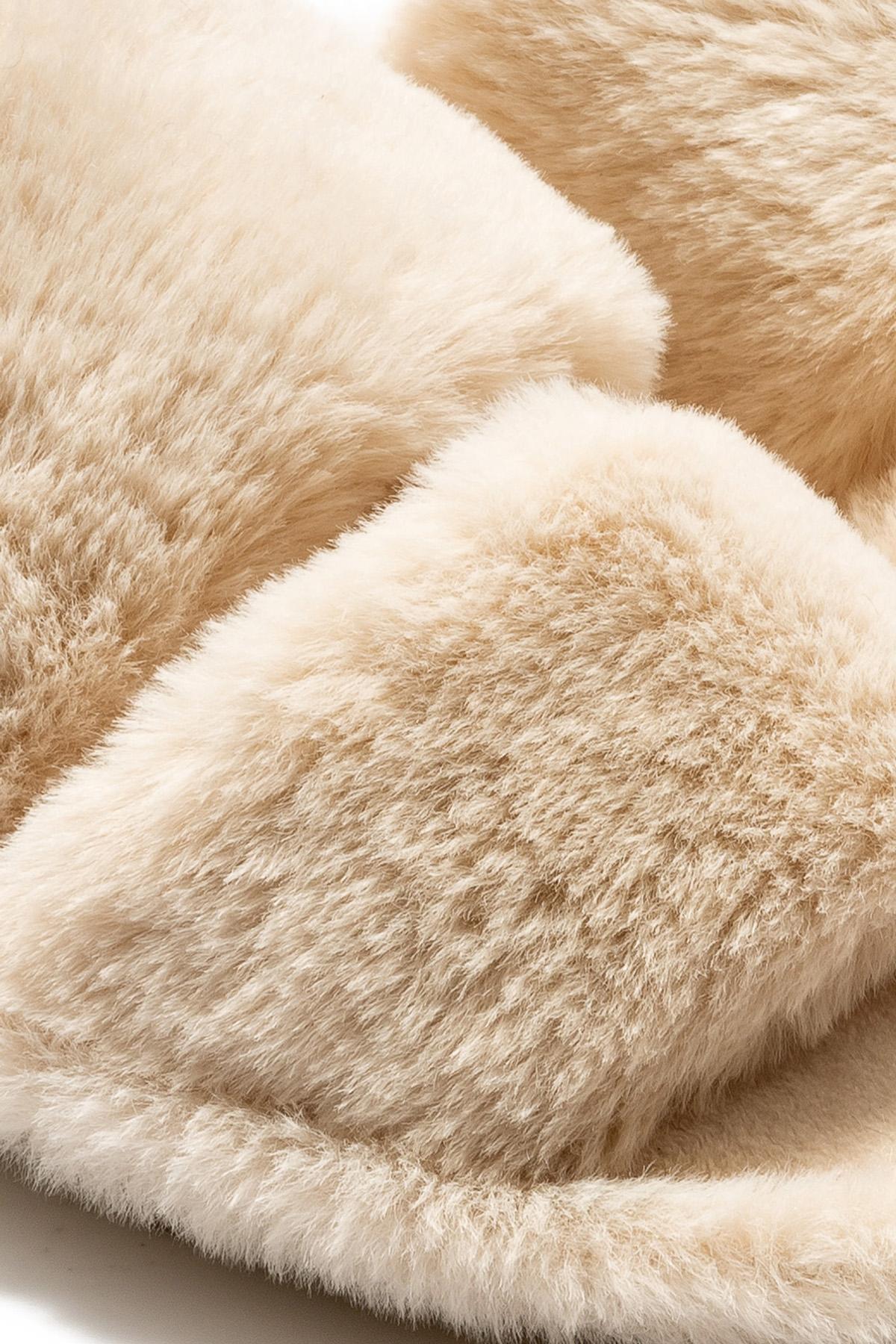 Mona Peluş Kadın Ev Terliği Bej 36/41