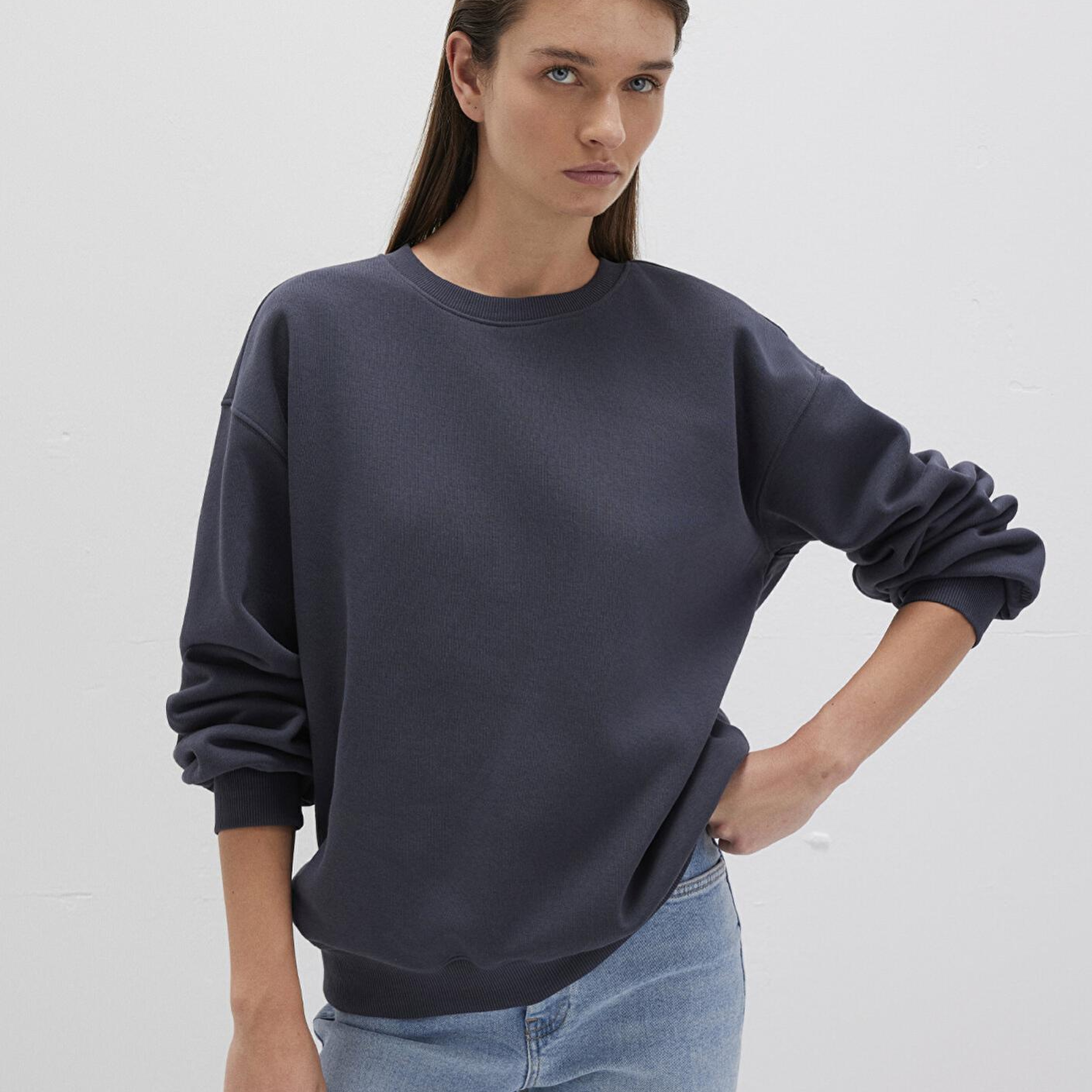 Mavi Bisiklet Yaka Lacivert Basic Sweatshirt 1610198-70726