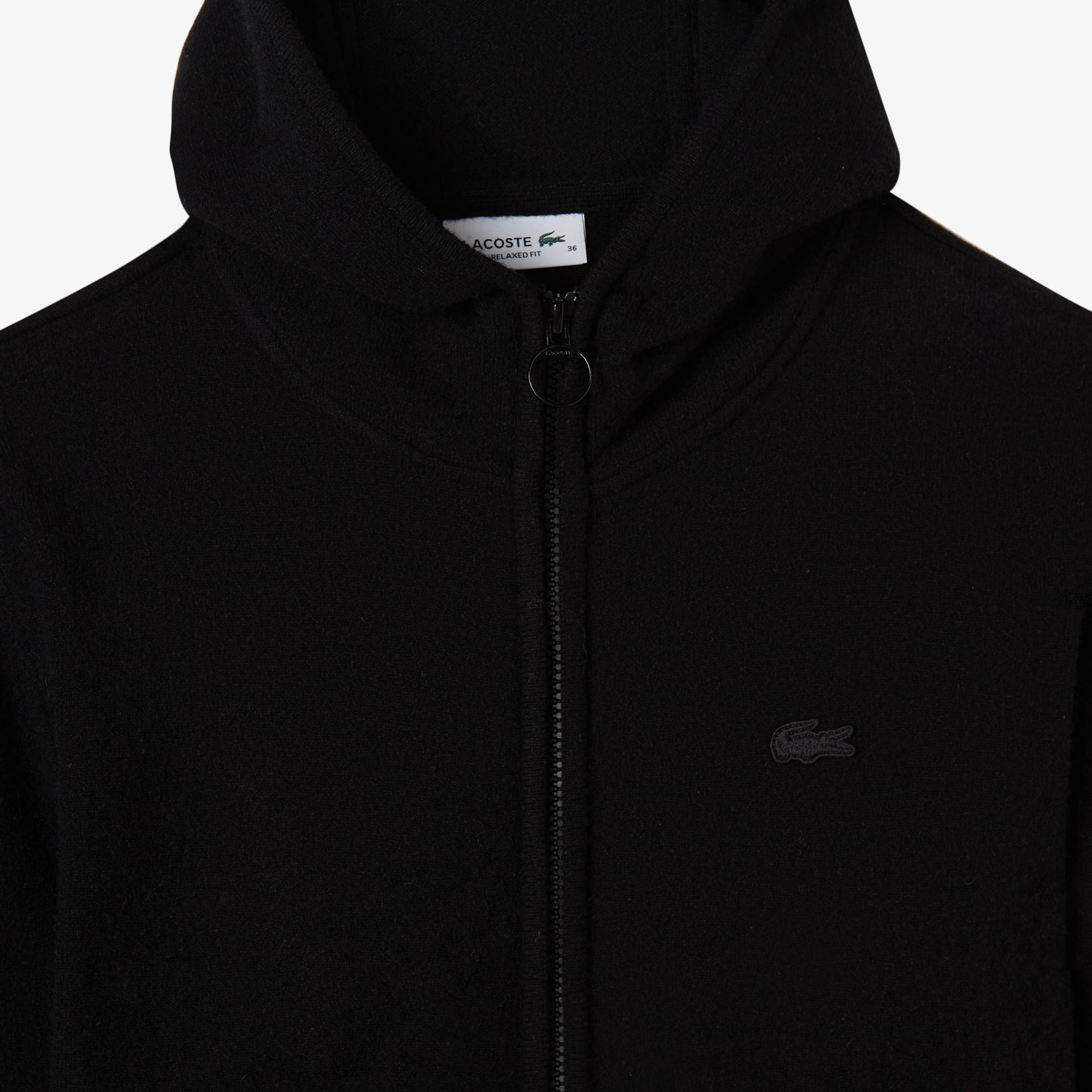 Lacoste Kadın Relaxed Fit Kapüşonlu Siyah Hırka