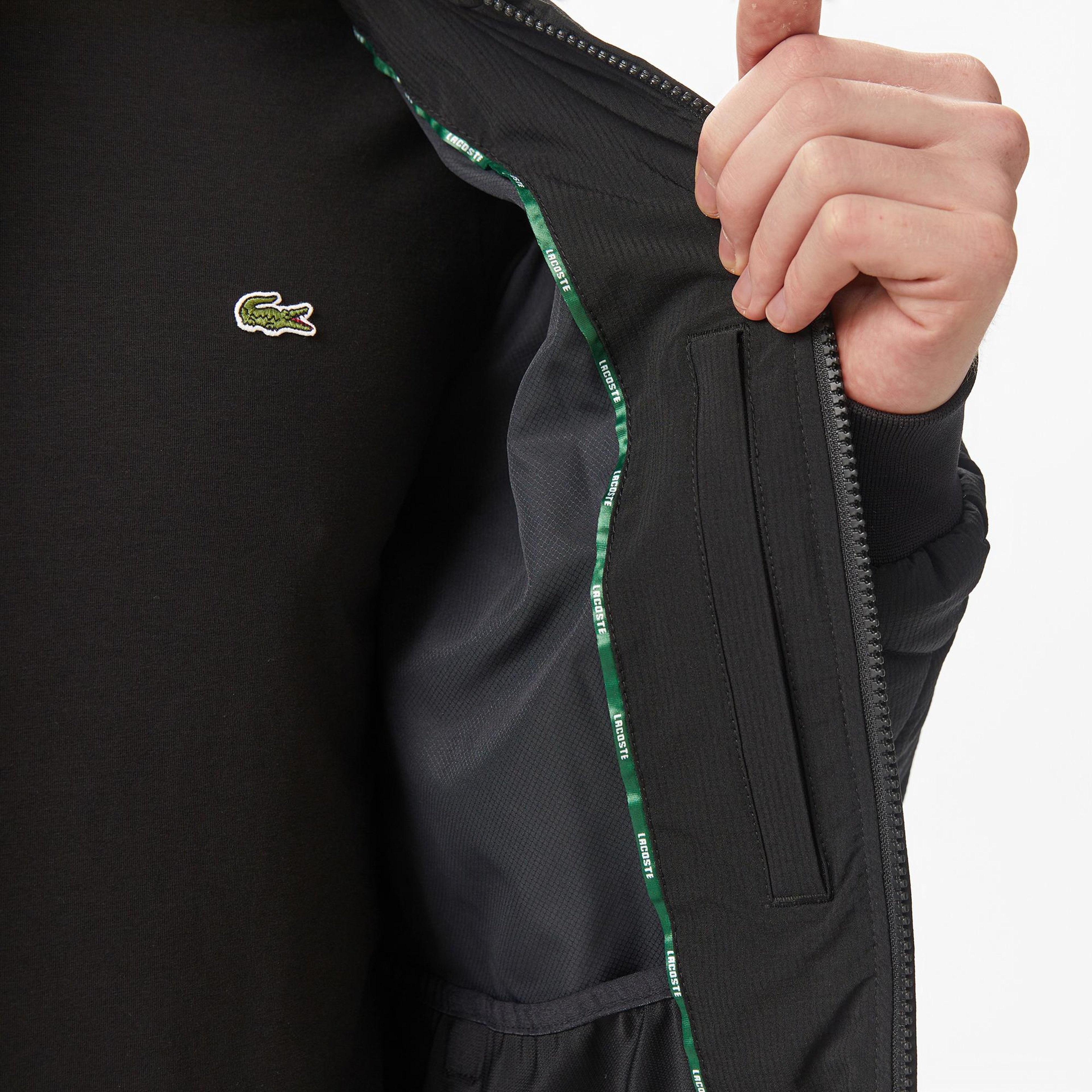 Lacoste Erkek Dik Yaka Kapitone Siyah Mont